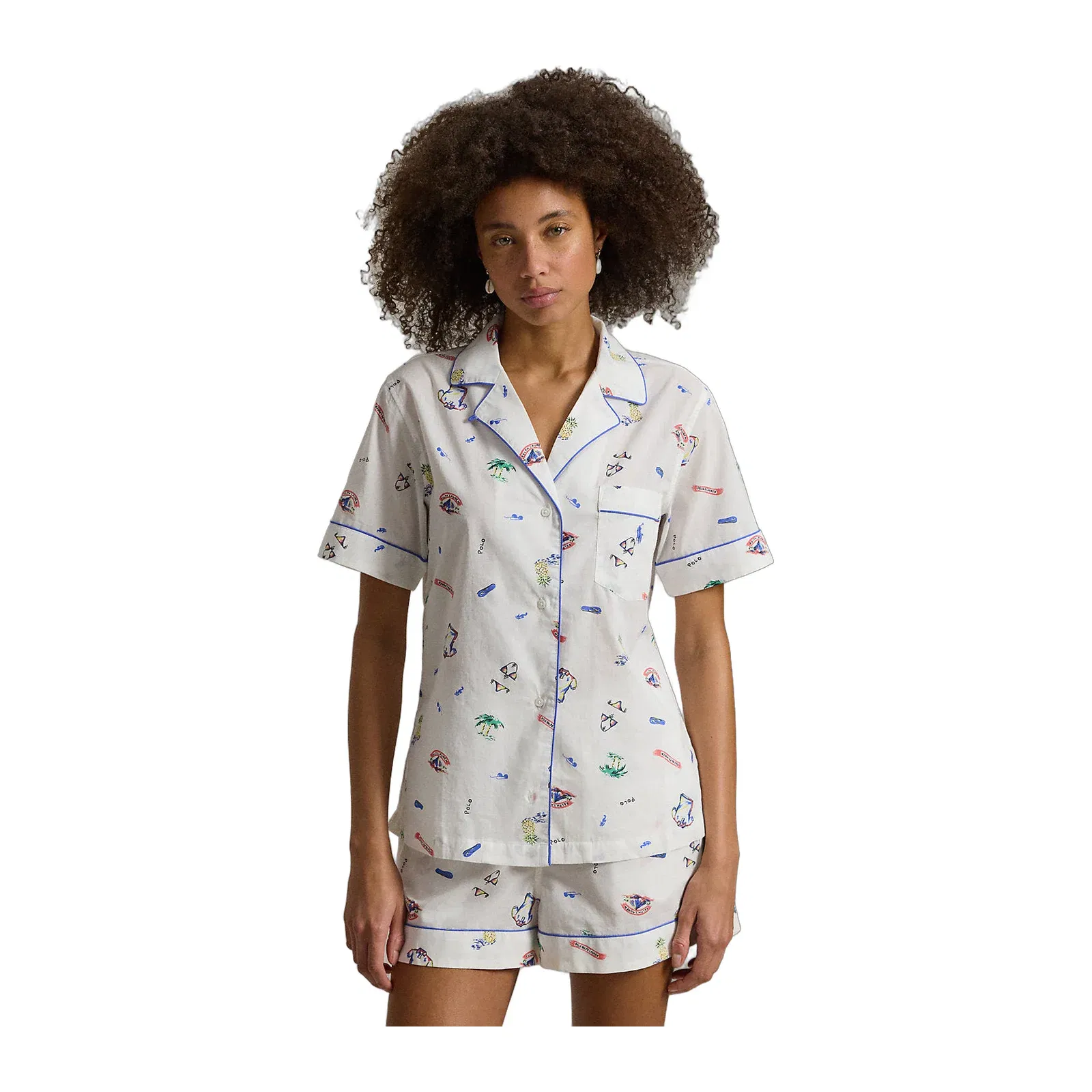 Ralph Lauren Print Cotton Shirt Short Pajama Set