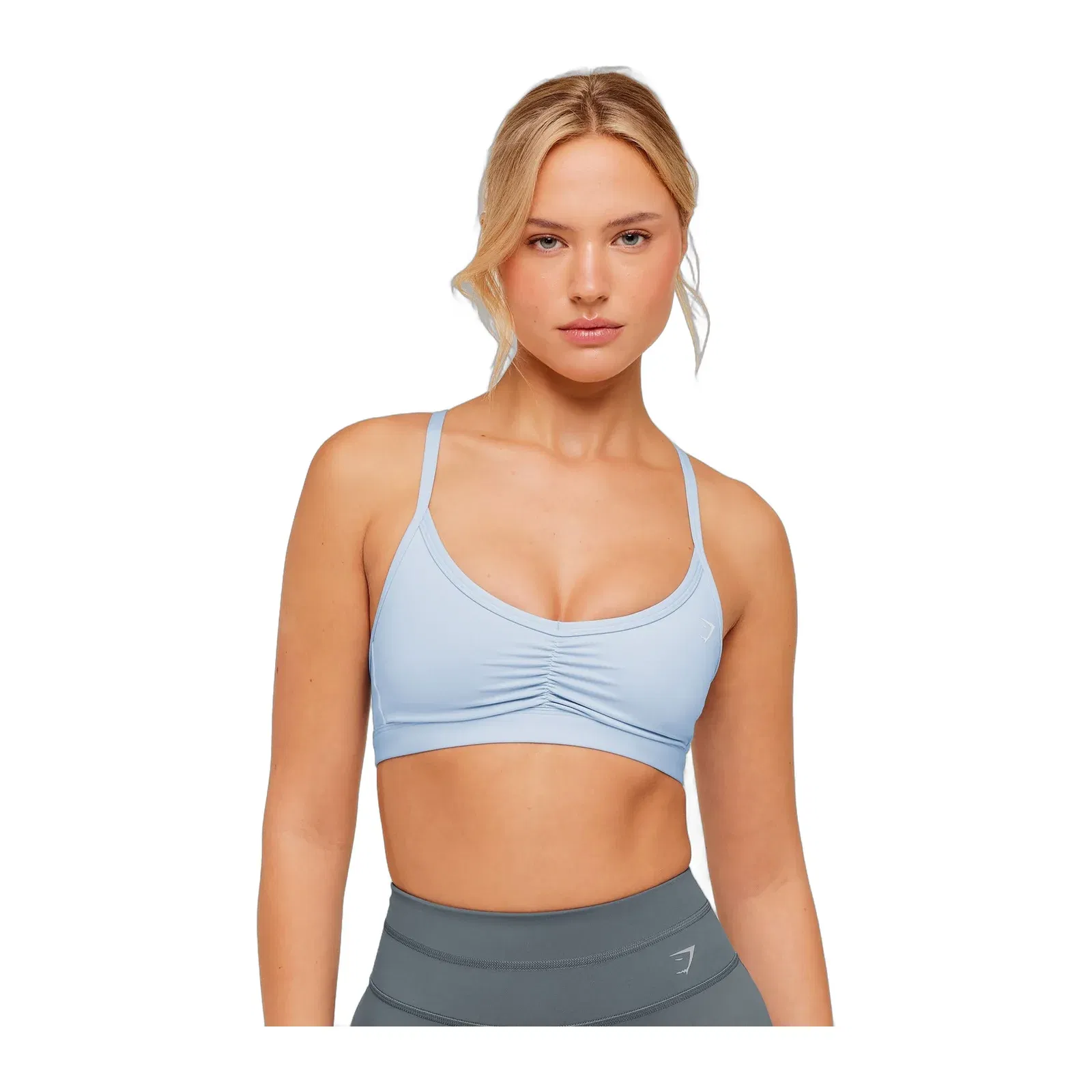 Women's Gymshark Ruched Strappy Sports Bra Chilled Blue