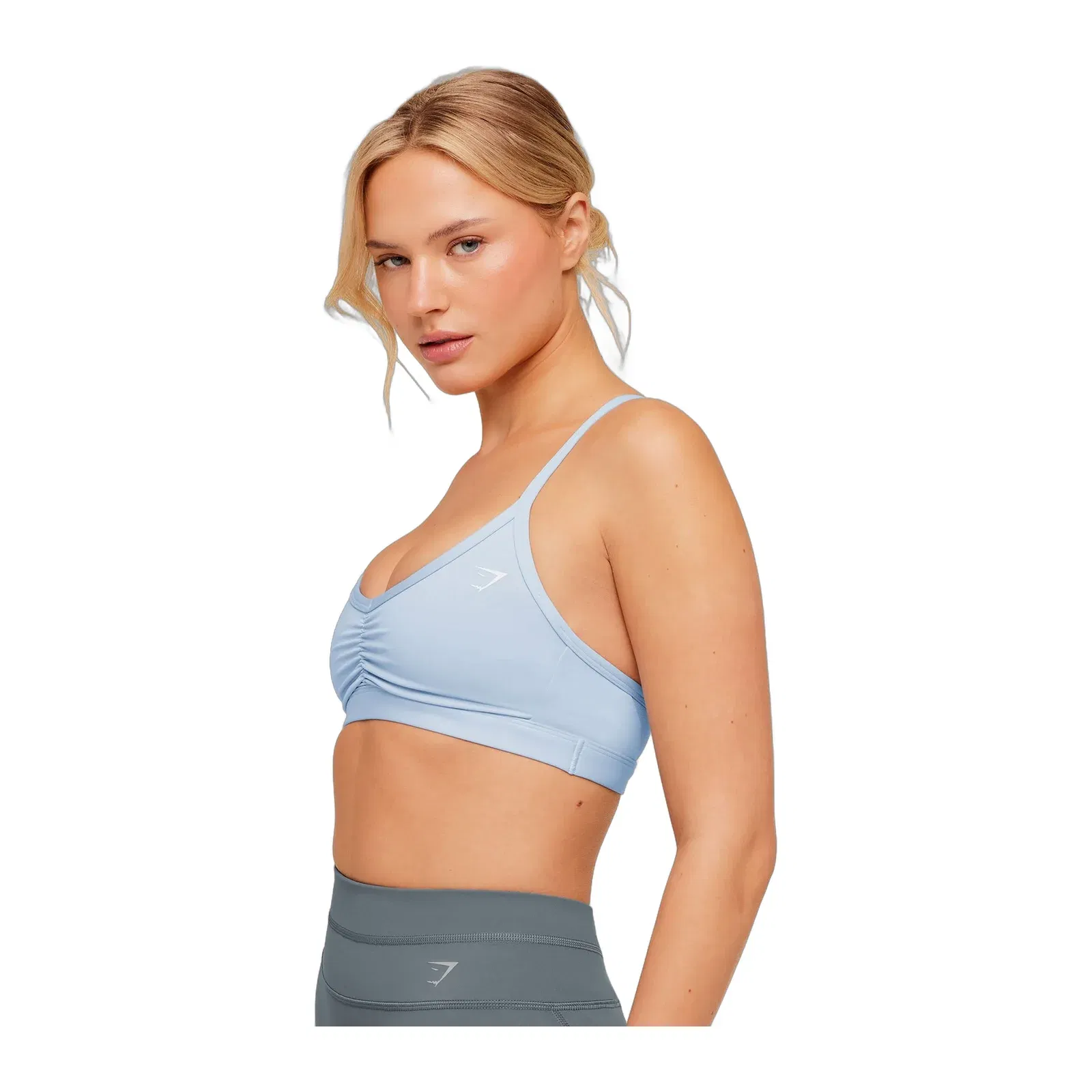 Women's Gymshark Ruched Strappy Sports Bra Chilled Blue