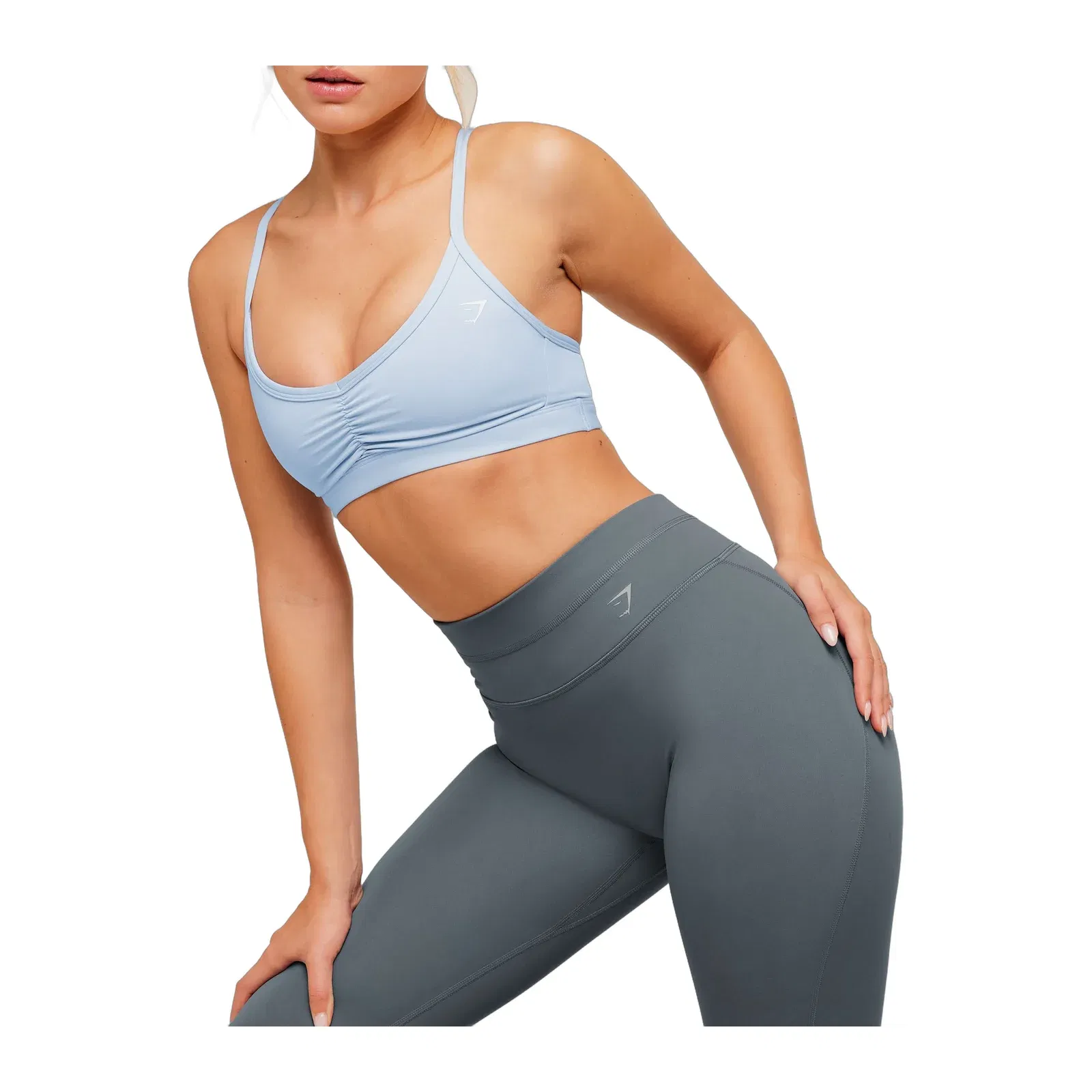 Women's Gymshark Ruched Strappy Sports Bra Chilled Blue