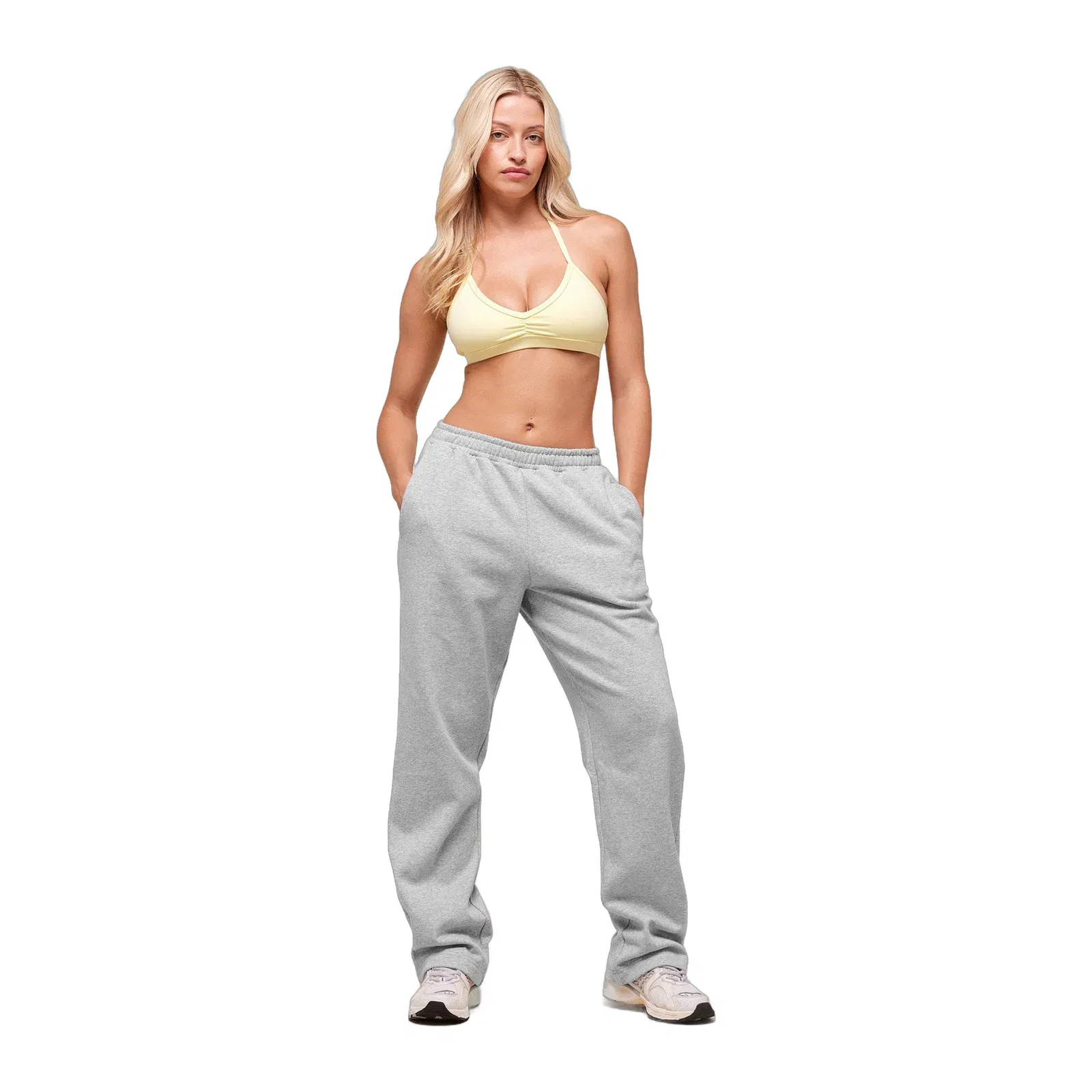 Women's Gymshark Training Fleece Straight Leg Regular Joggers Light Grey Core Marl