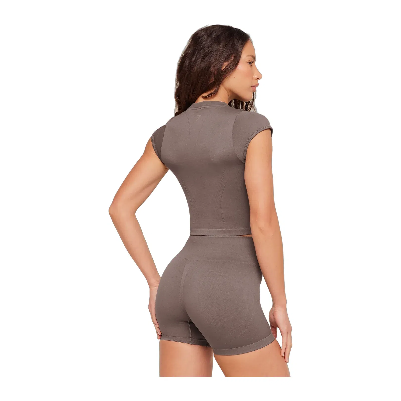 Women's Gymshark Poise Crew Neck Short Sleeve Top Cool Brown