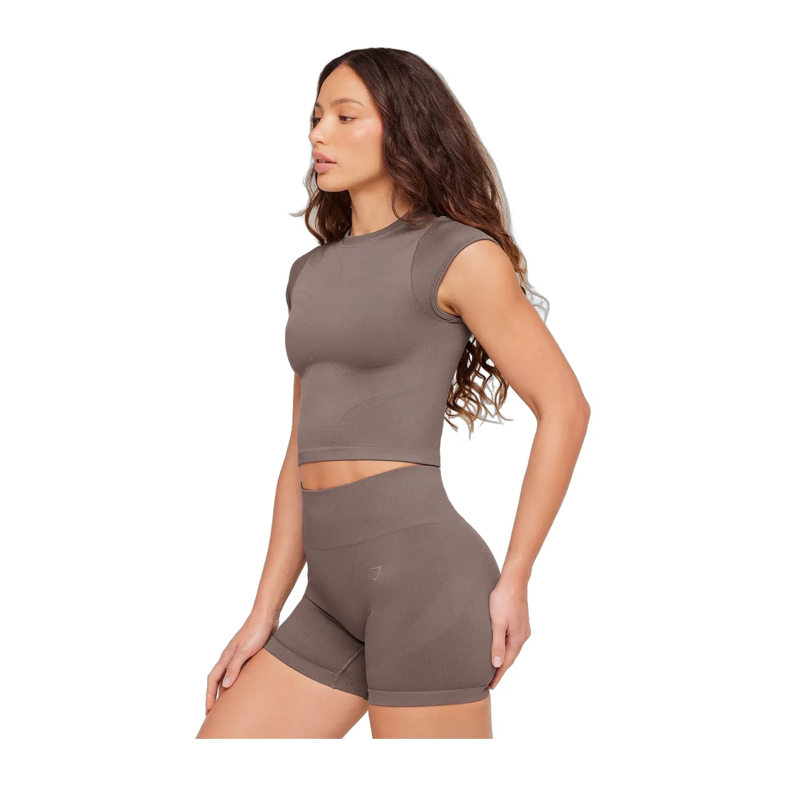 Women's Gymshark Poise Crew Neck Short Sleeve Top Cool Brown