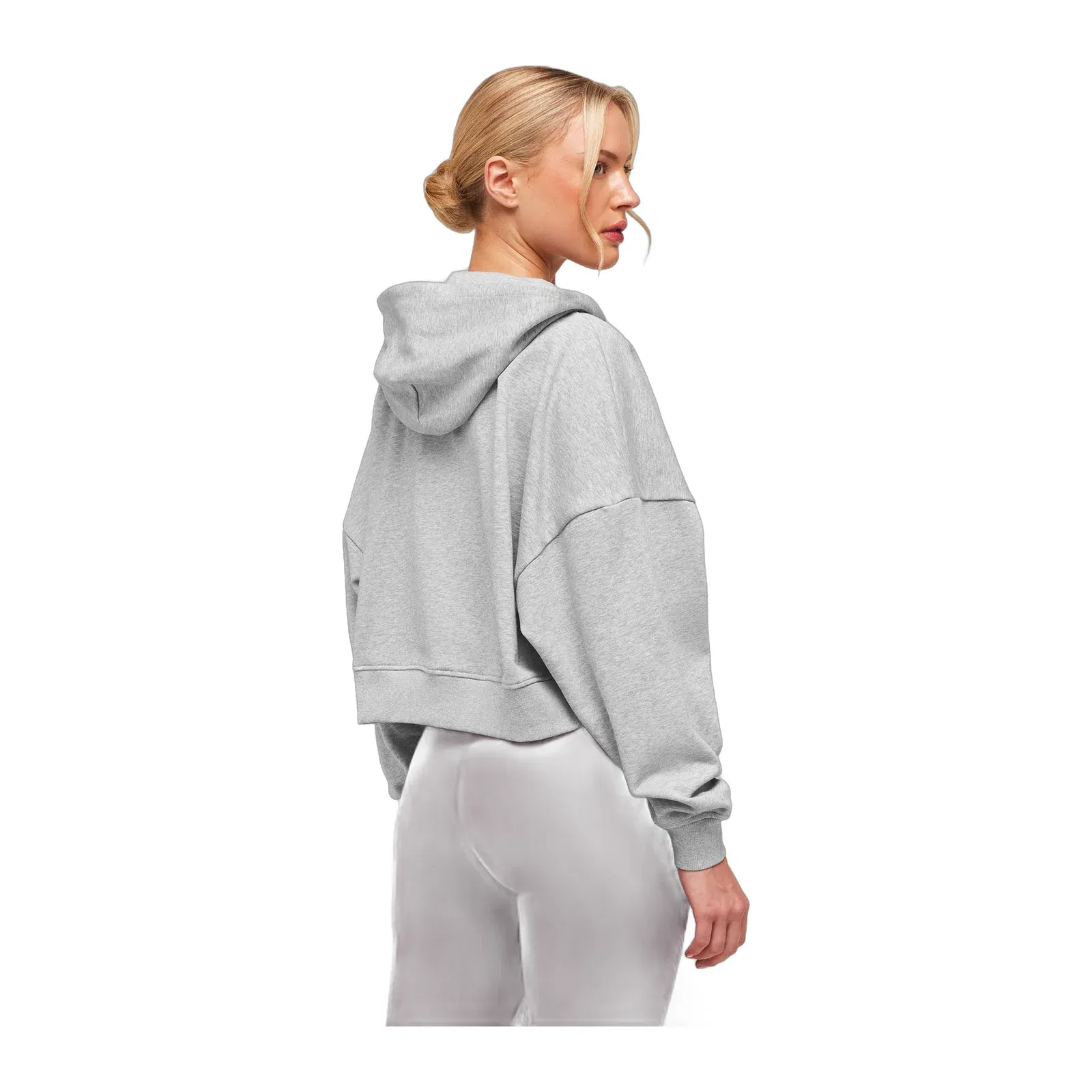 Women's Gymshark Training Oversized Boxy Zip Through Hoodie Light Grey Core Marl