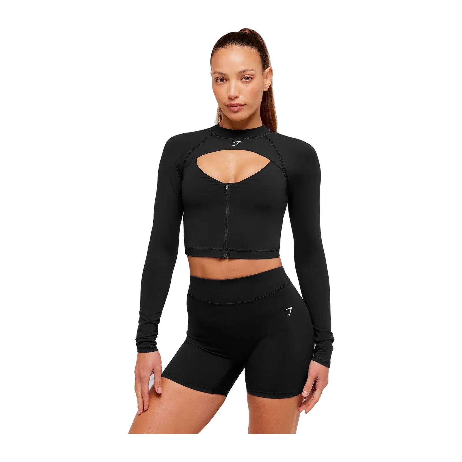 Women's Gymshark Dipped Long Sleeve 1/4 Zip Jacket Black