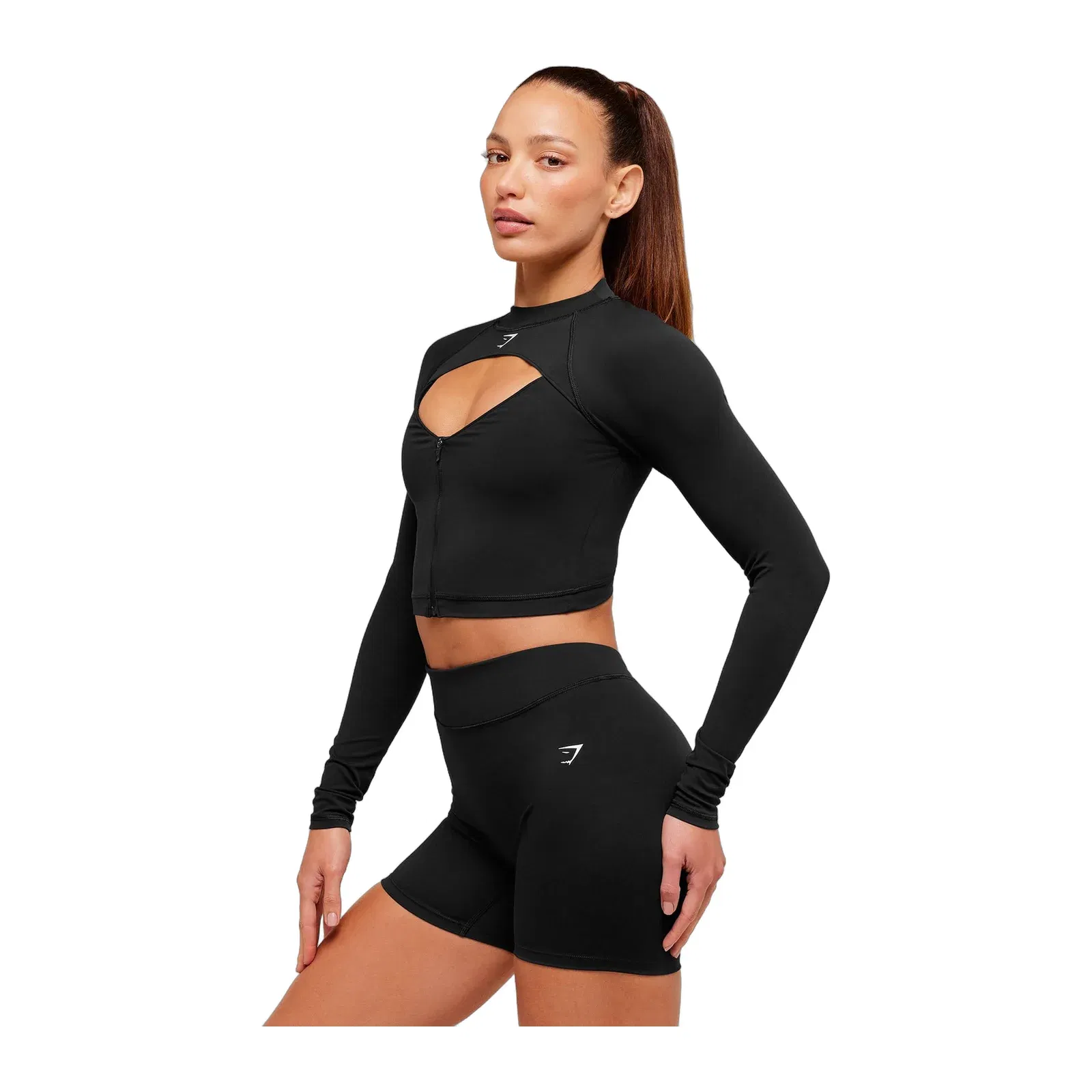 Women's Gymshark Dipped Long Sleeve 1/4 Zip Jacket Black