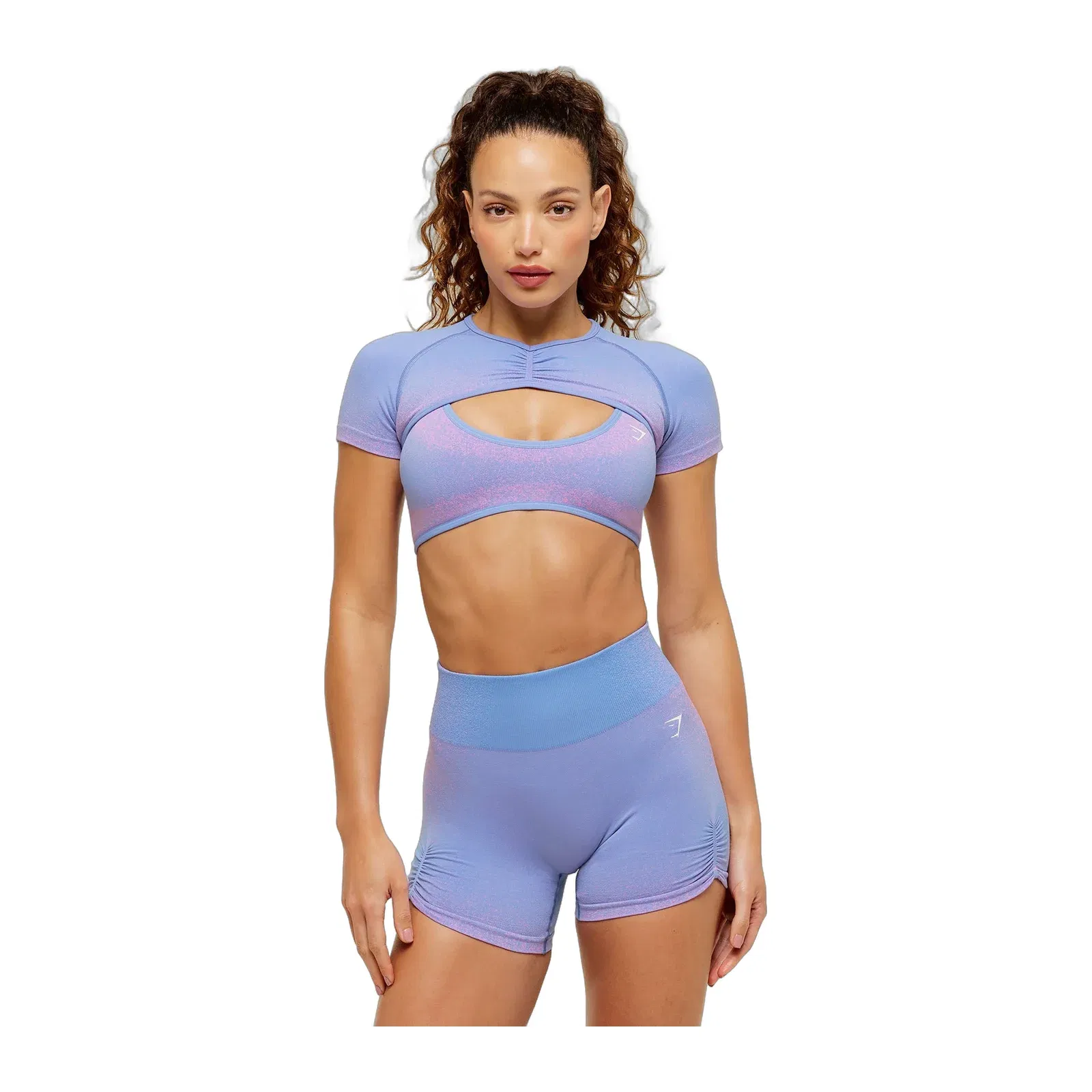 Women's Gymshark Blush Seamless Short Sleeve Shrug Steady Purple