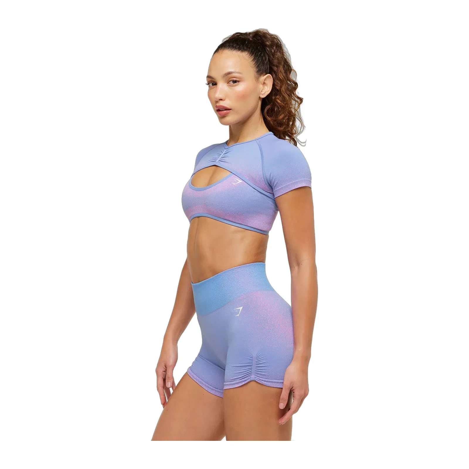 Women's Gymshark Blush Seamless Short Sleeve Shrug Steady Purple
