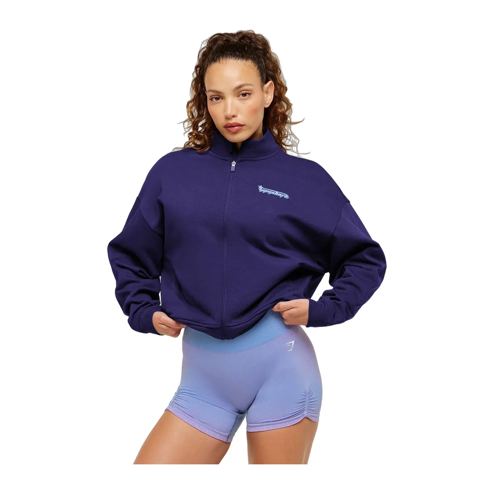 Women's Gymshark Script Embroidery Full Zip Jacket Indigo Purple
