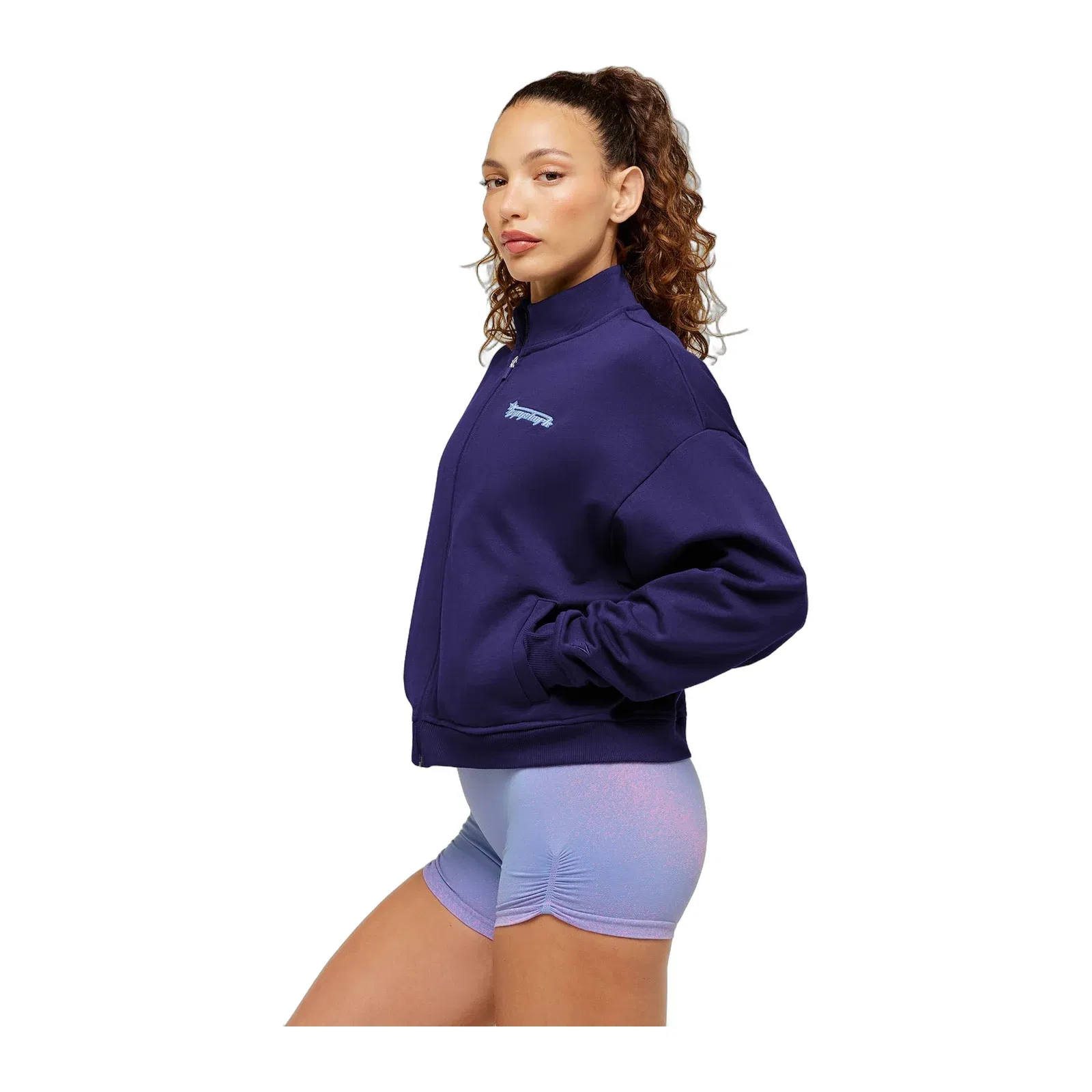 Women's Gymshark Script Embroidery Full Zip Jacket Indigo Purple