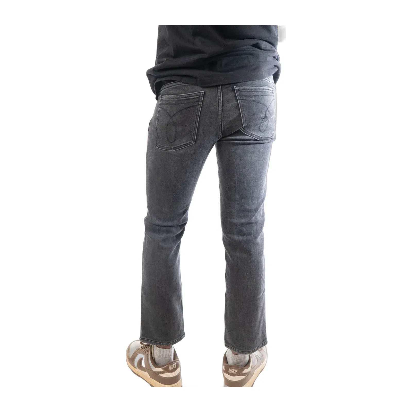 Calvin Klein Jeans Visual Washed Black Cotton Slim Fit Jeans (30)