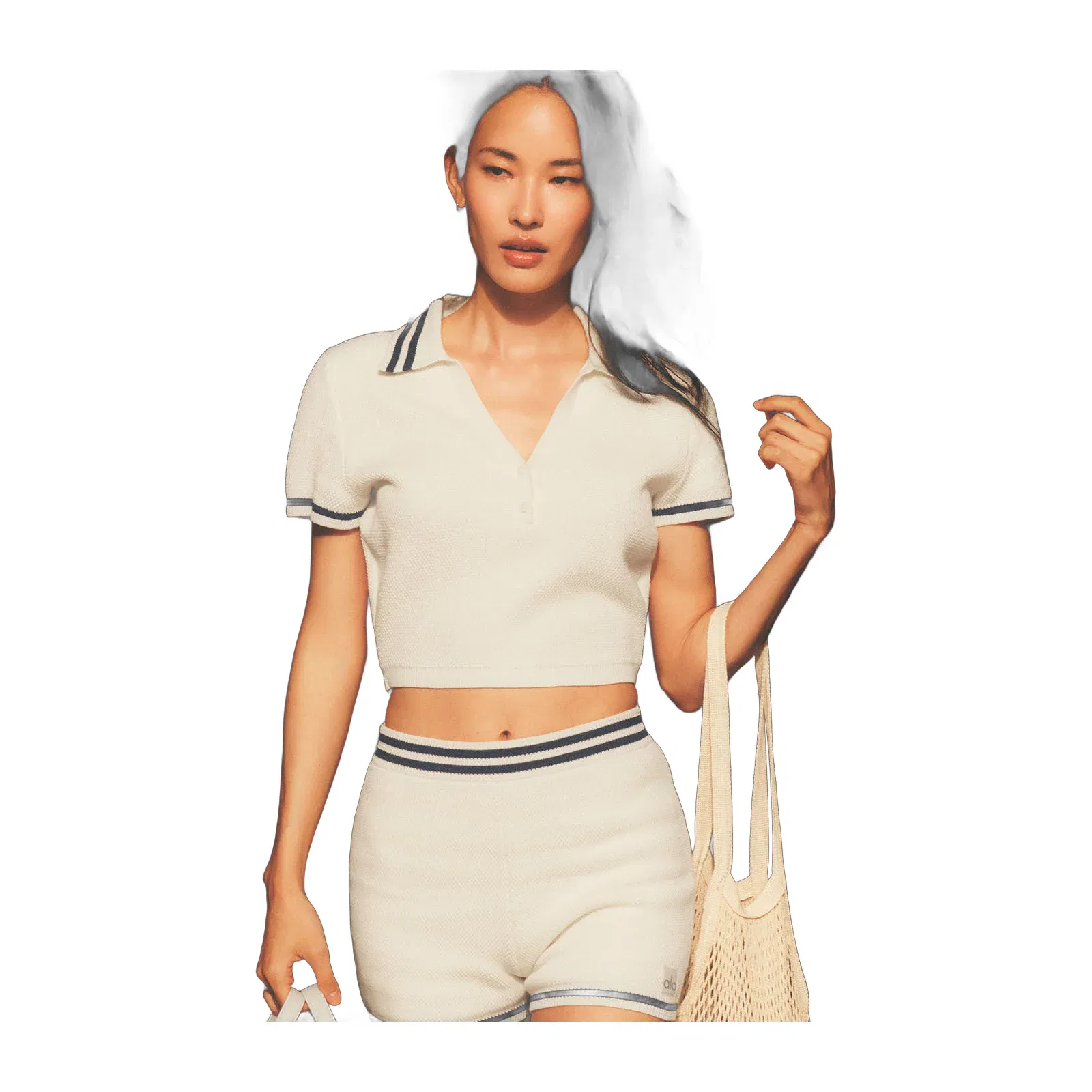 Tennis Club Sweater Knit Cropped Polo