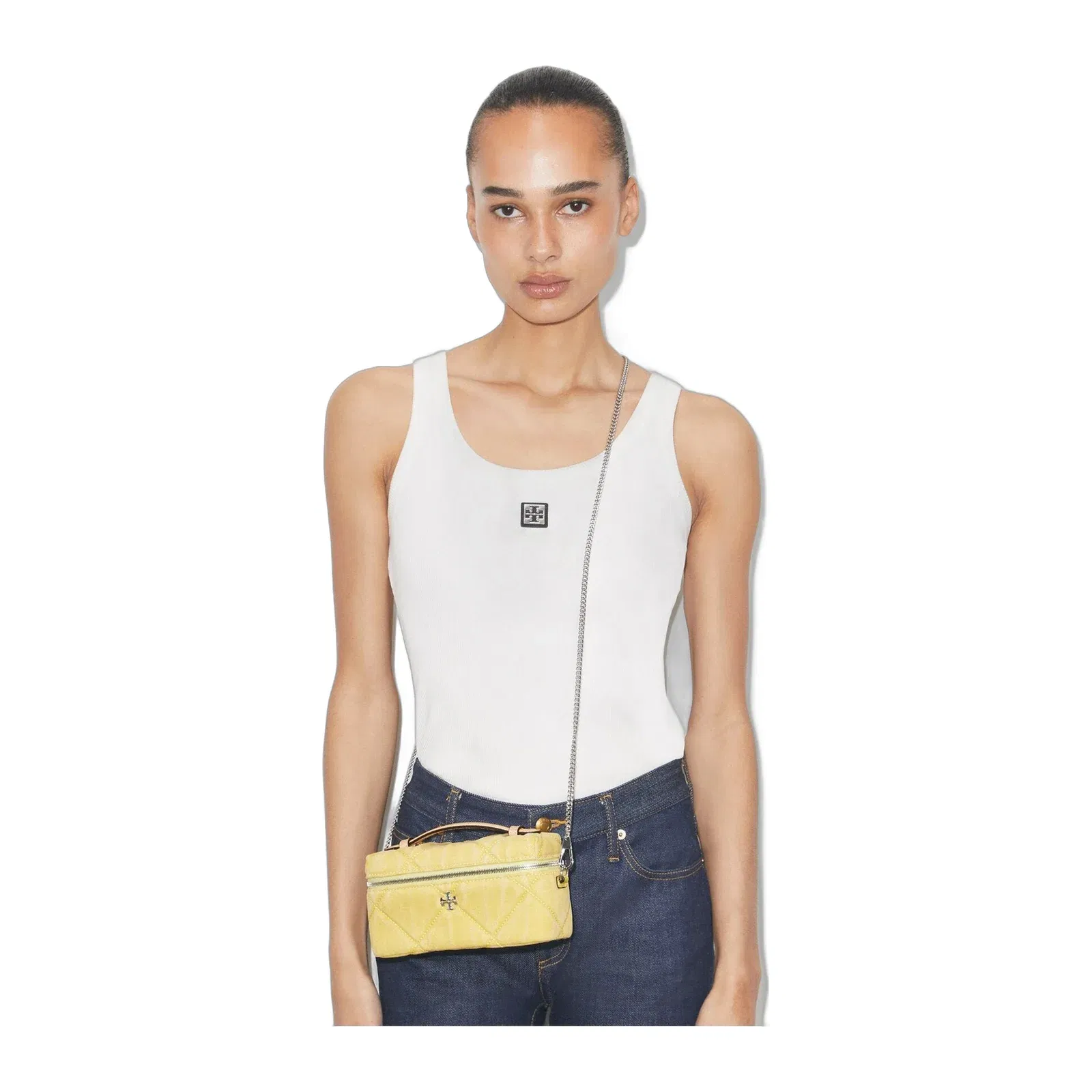 Kira Diamond Quilt Denim Vanity Case