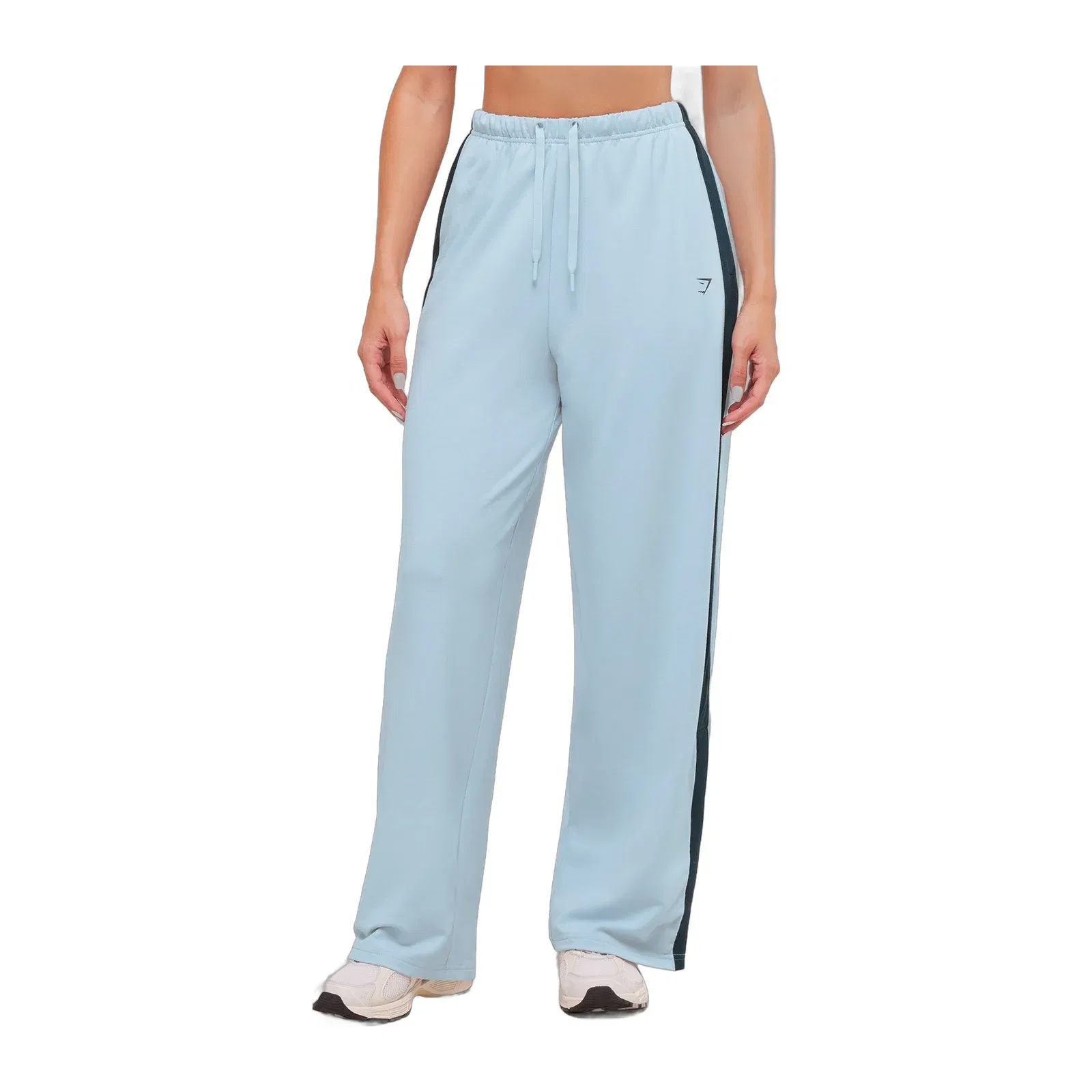 Gymshark Retro Stripe Snap Pant - Smoke Blue/Deep Petrol Blue