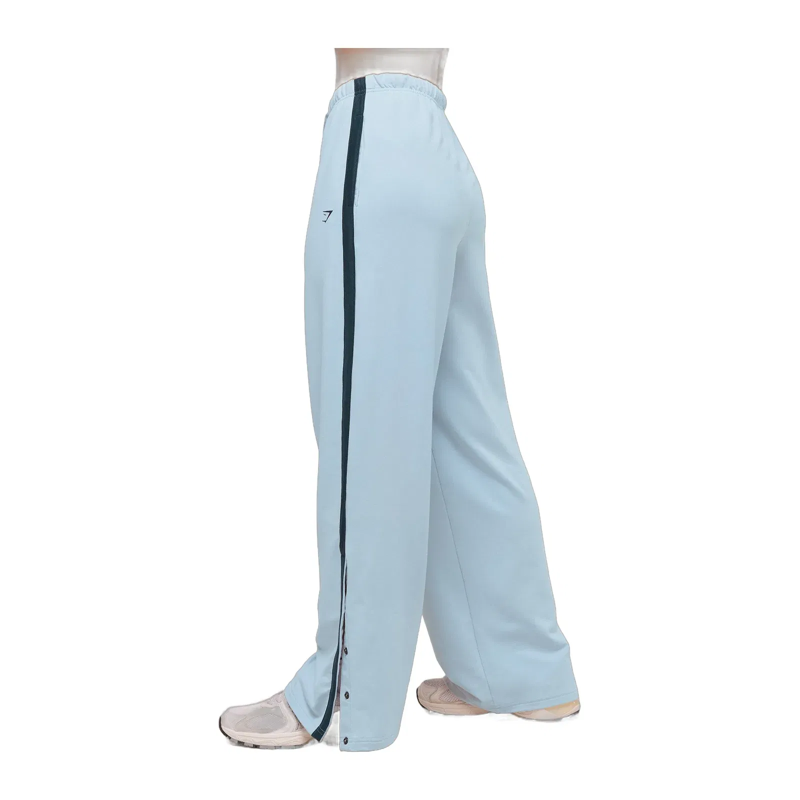 Gymshark Retro Stripe Snap Pant - Smoke Blue/Deep Petrol Blue