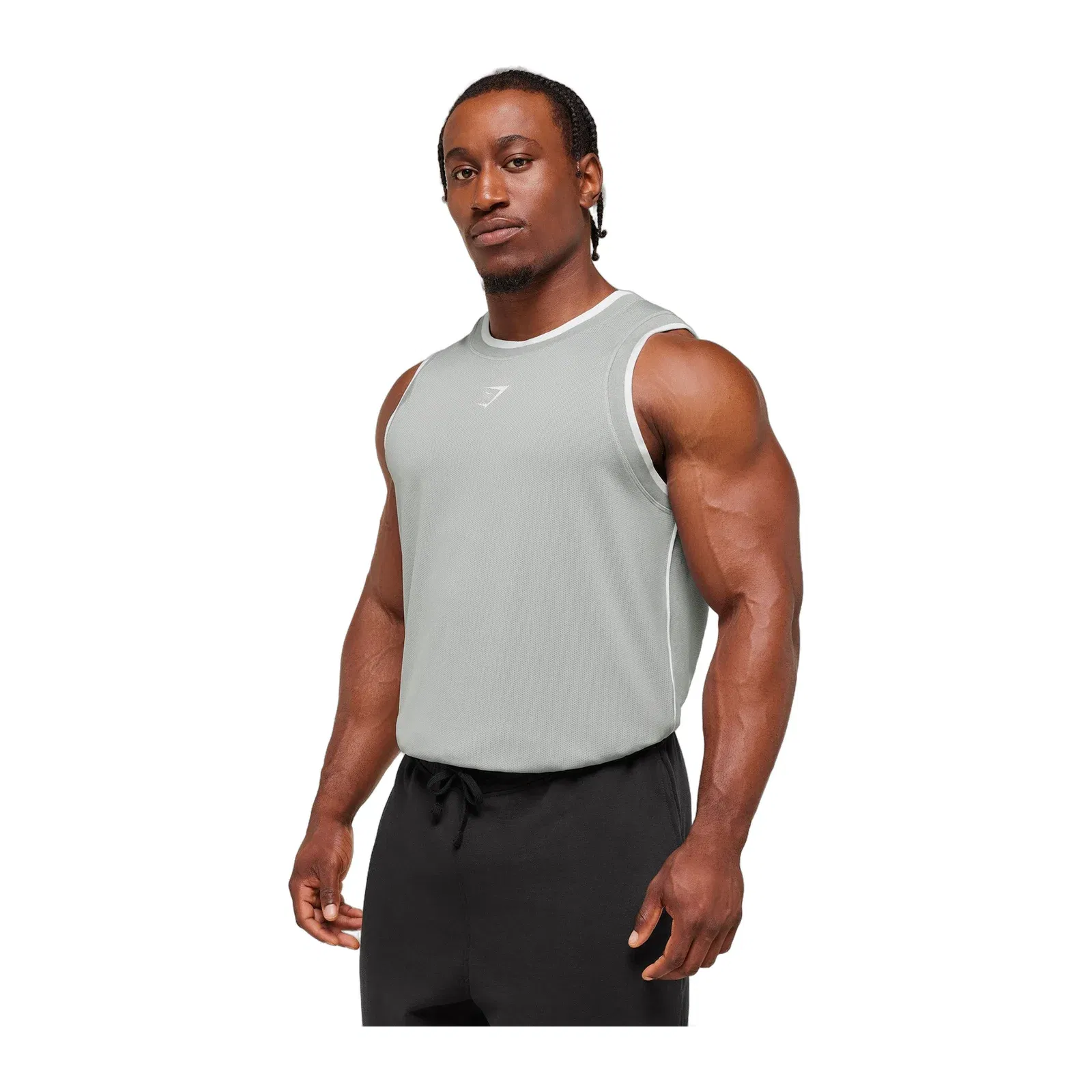 Gymshark Graphic Basketball Mesh Tank - Silver Grey