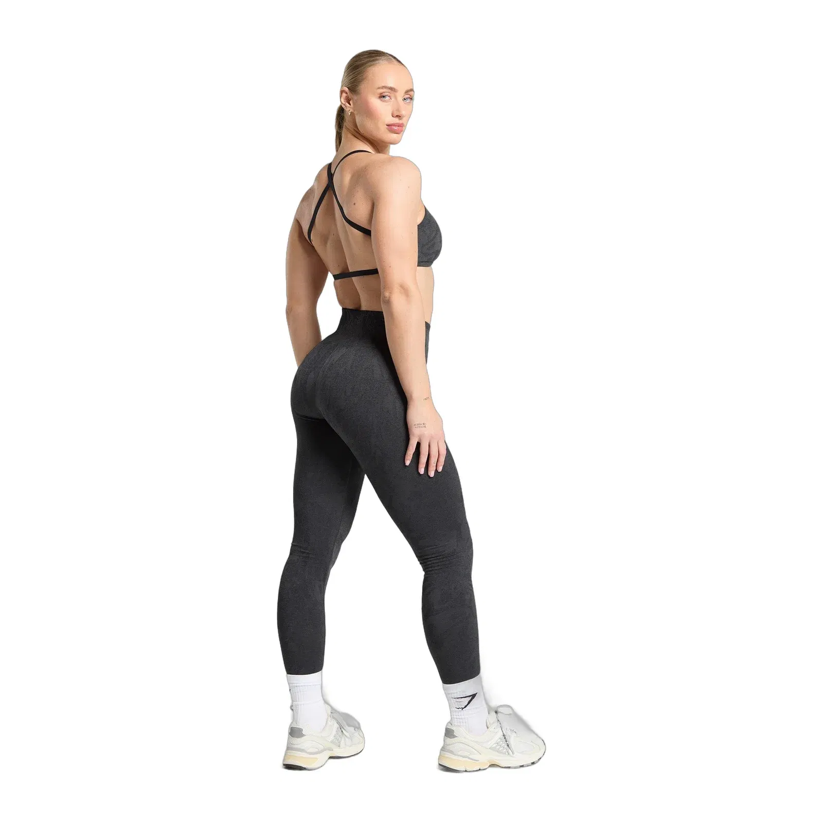 Gymshark Adapt Camo Cross Back Sports Bra - Asphalt Grey/Black