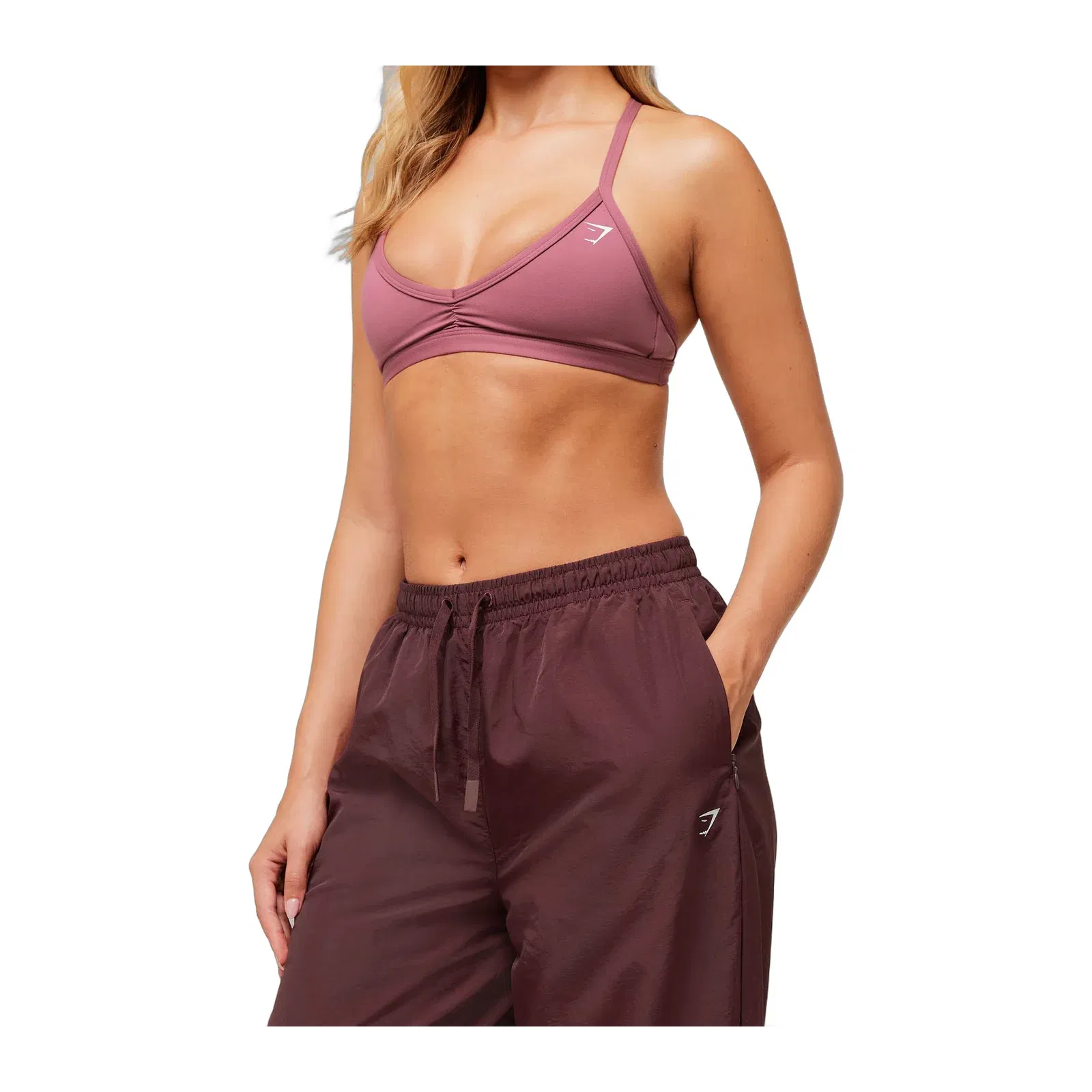 Gymshark Contrast Track Pant - Rich Maroon/Reset Pink/Oat White