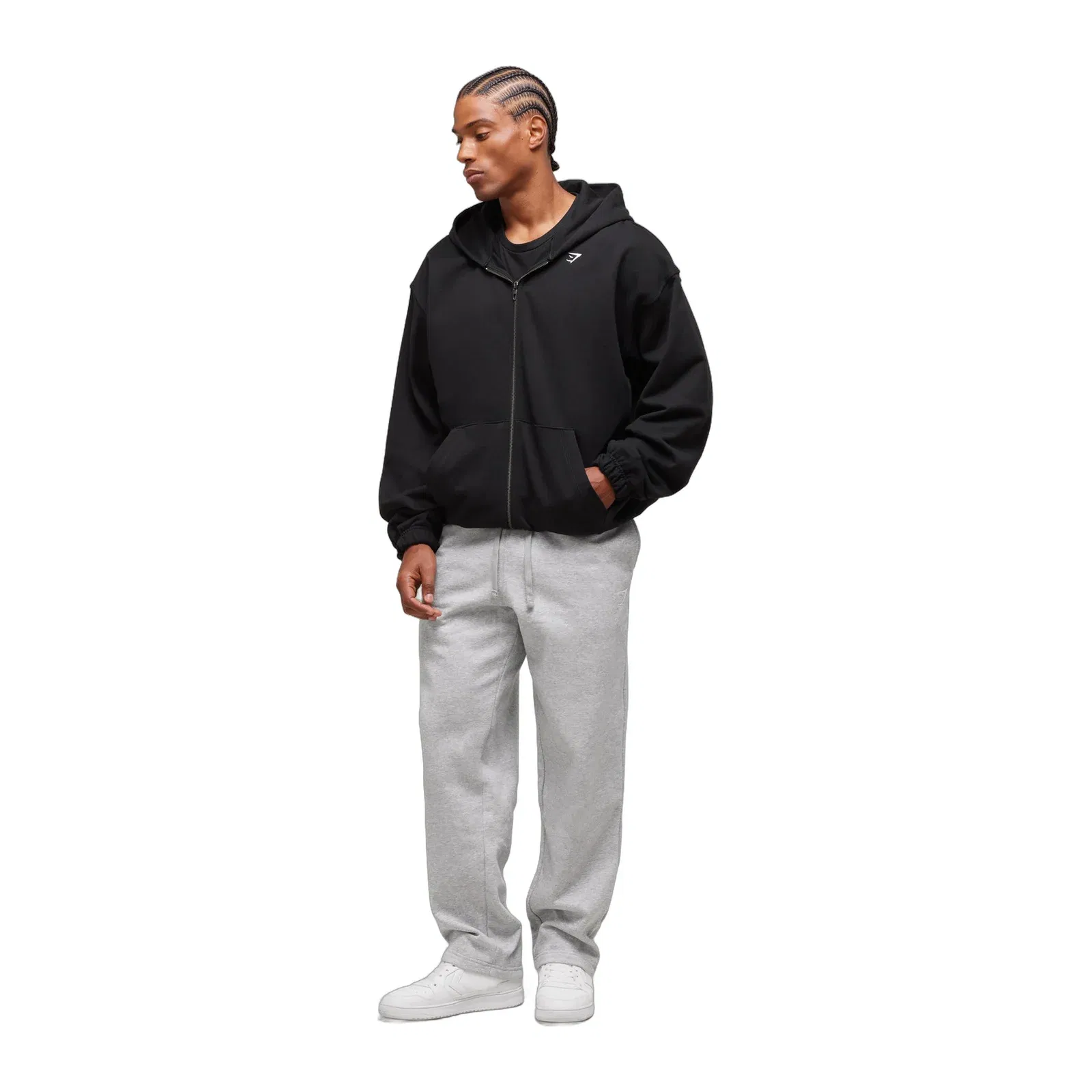 Gymshark Crest Straight Leg Joggers - Light Grey Marl