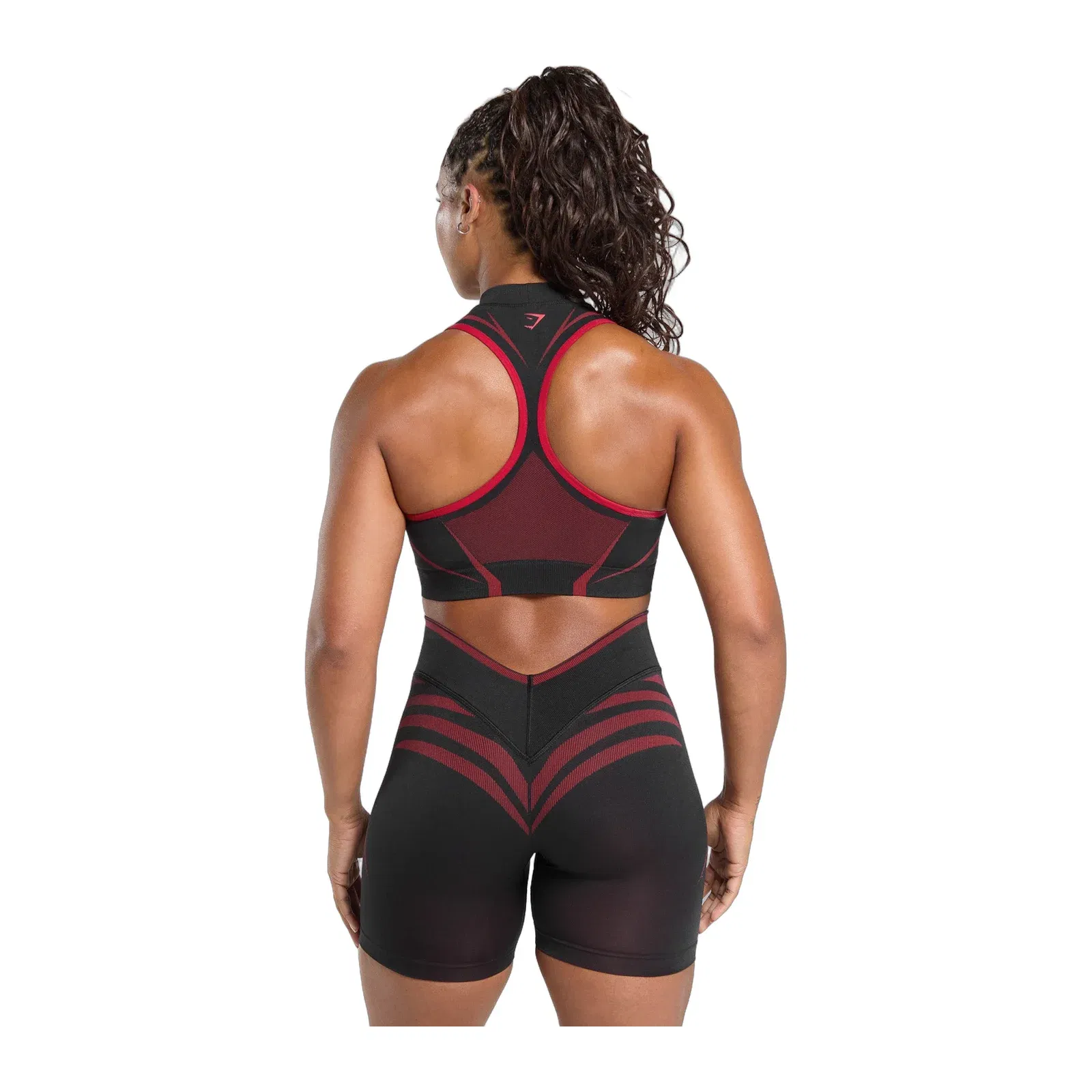 Gymshark Apex Lift Seamless Crop Top - Black/Carmine Red