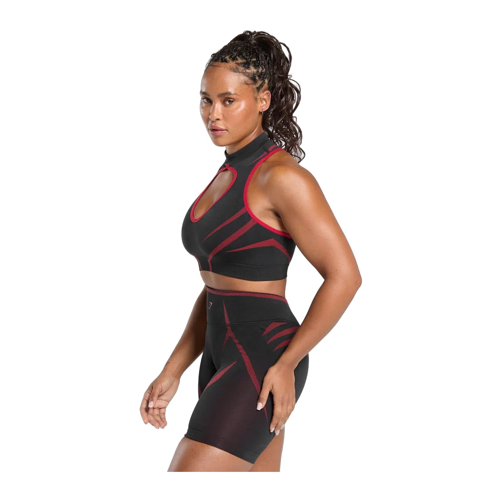 Gymshark Apex Lift Seamless Crop Top - Black/Carmine Red