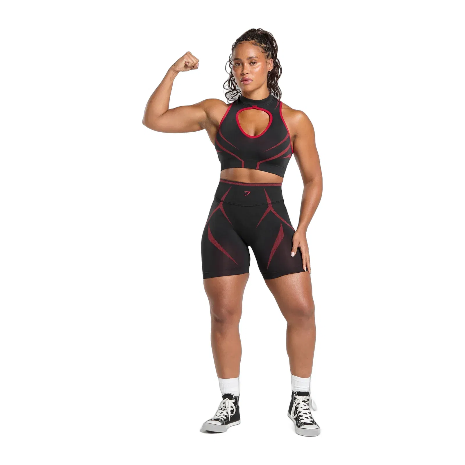 Gymshark Apex Lift Seamless Crop Top - Black/Carmine Red