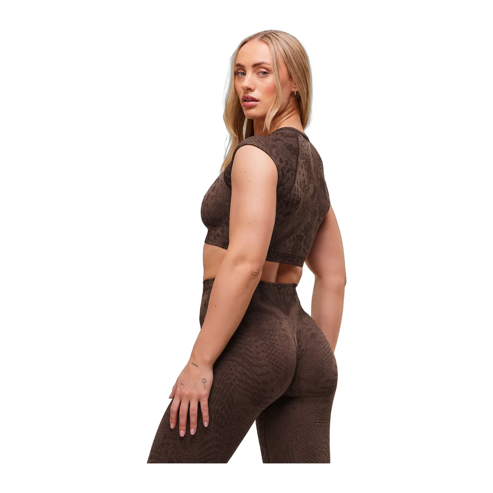 Gymshark Adapt Animal X Whitney Seamless Crop Top - Brown
