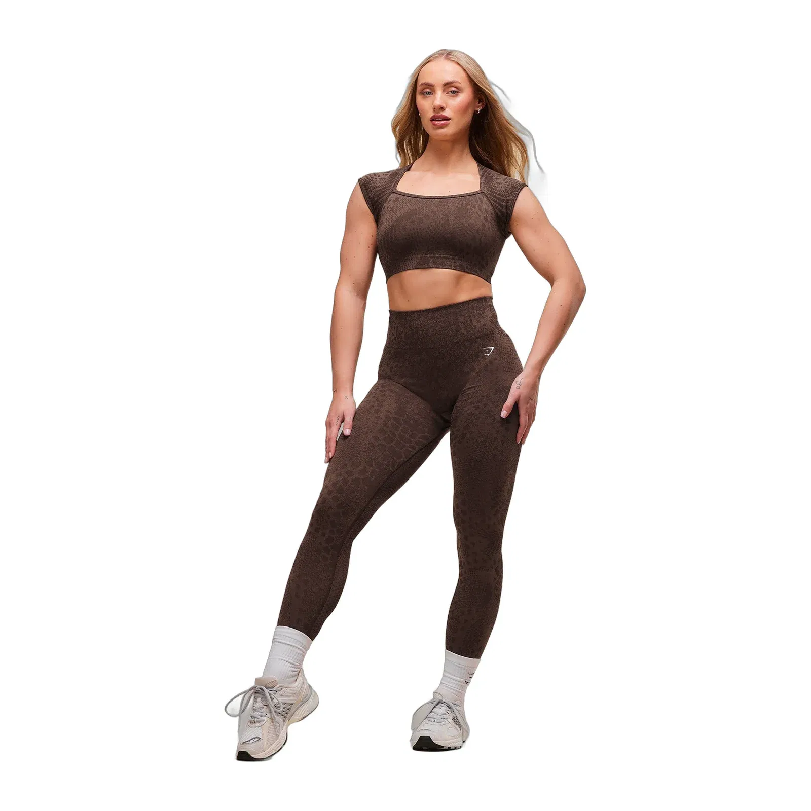 Gymshark Adapt Animal X Whitney Seamless Crop Top - Brown