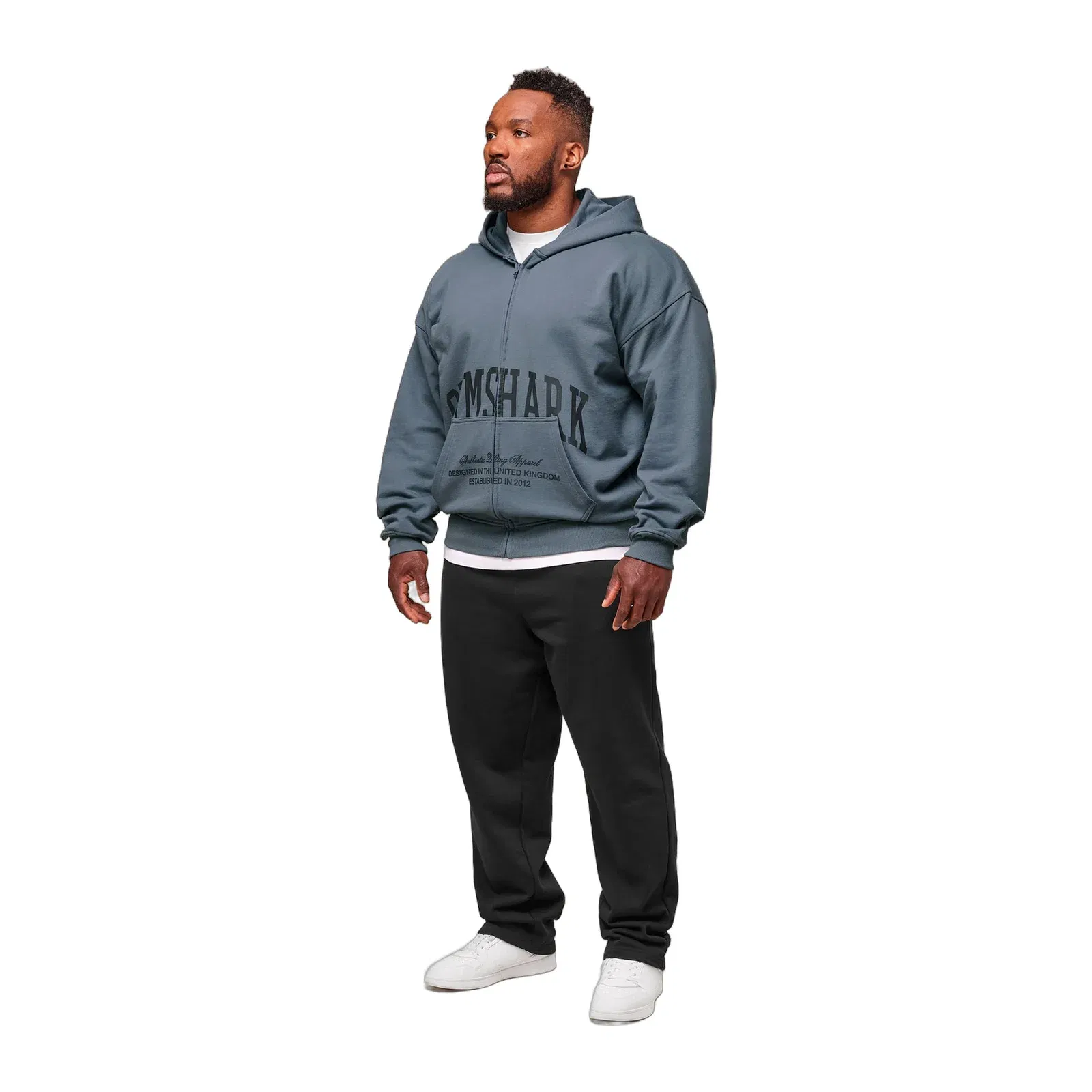 Gymshark Collegiate Script Zip Up Hoodie - Iron Blue
