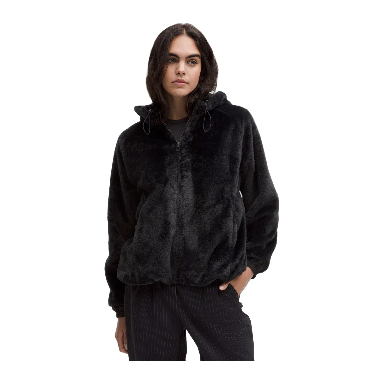 Faux Fur Full-Zip Hoodie