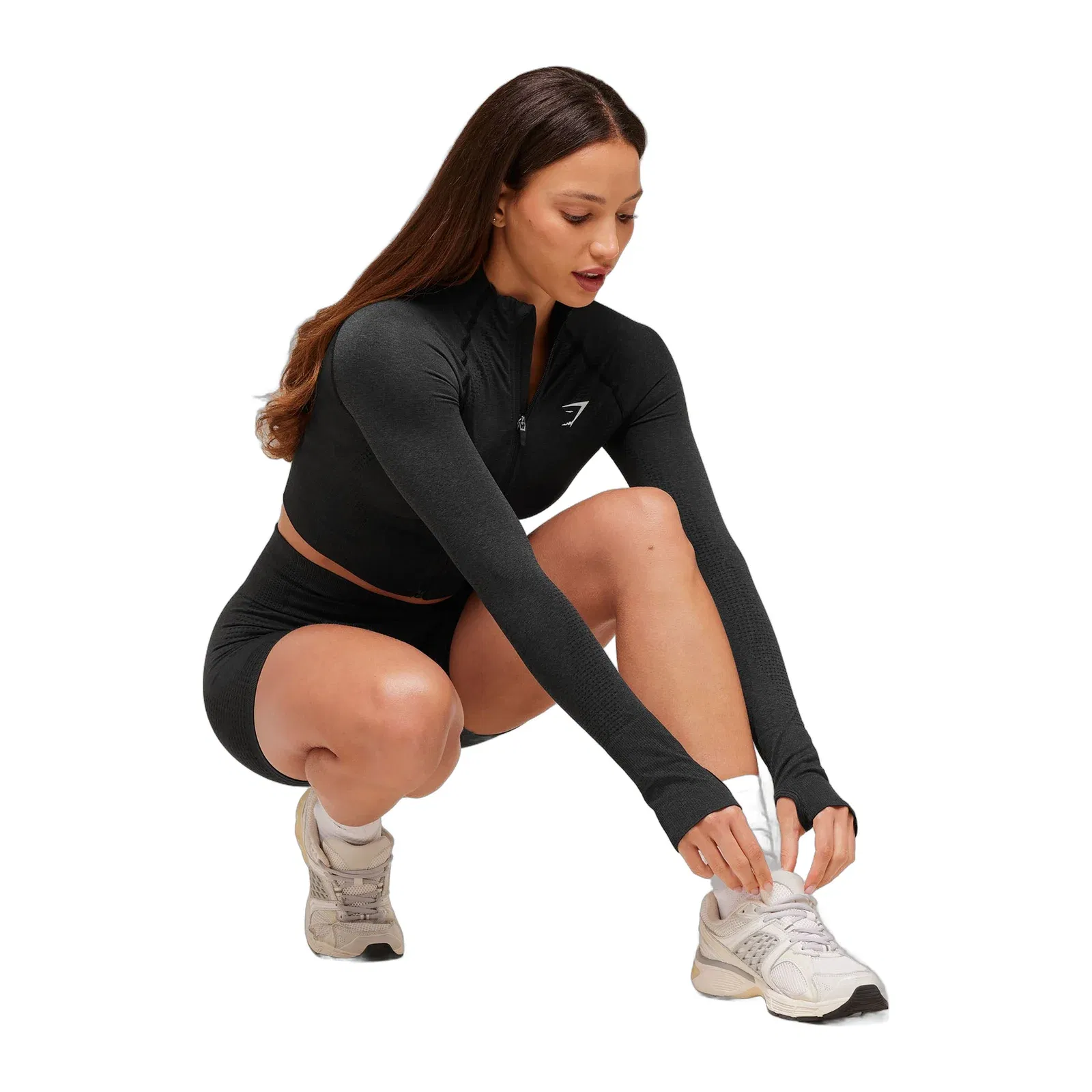 Gymshark Vital Midi Zip Up Jacket - Black Marl