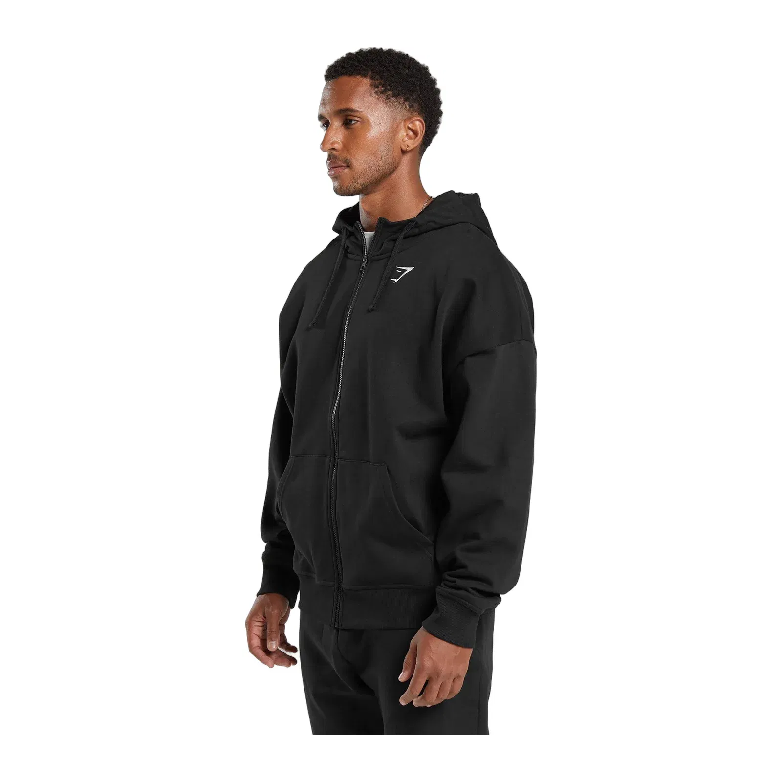 Gymshark Crest Oversized Zip Up Hoodie - Black