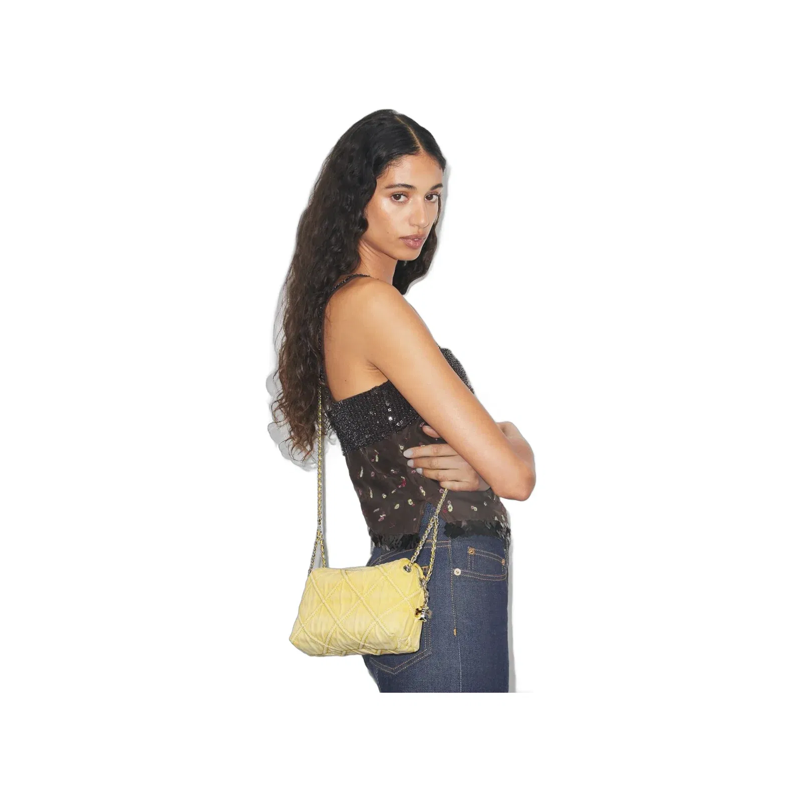 Fleming Denim Soft Crossbody Bag