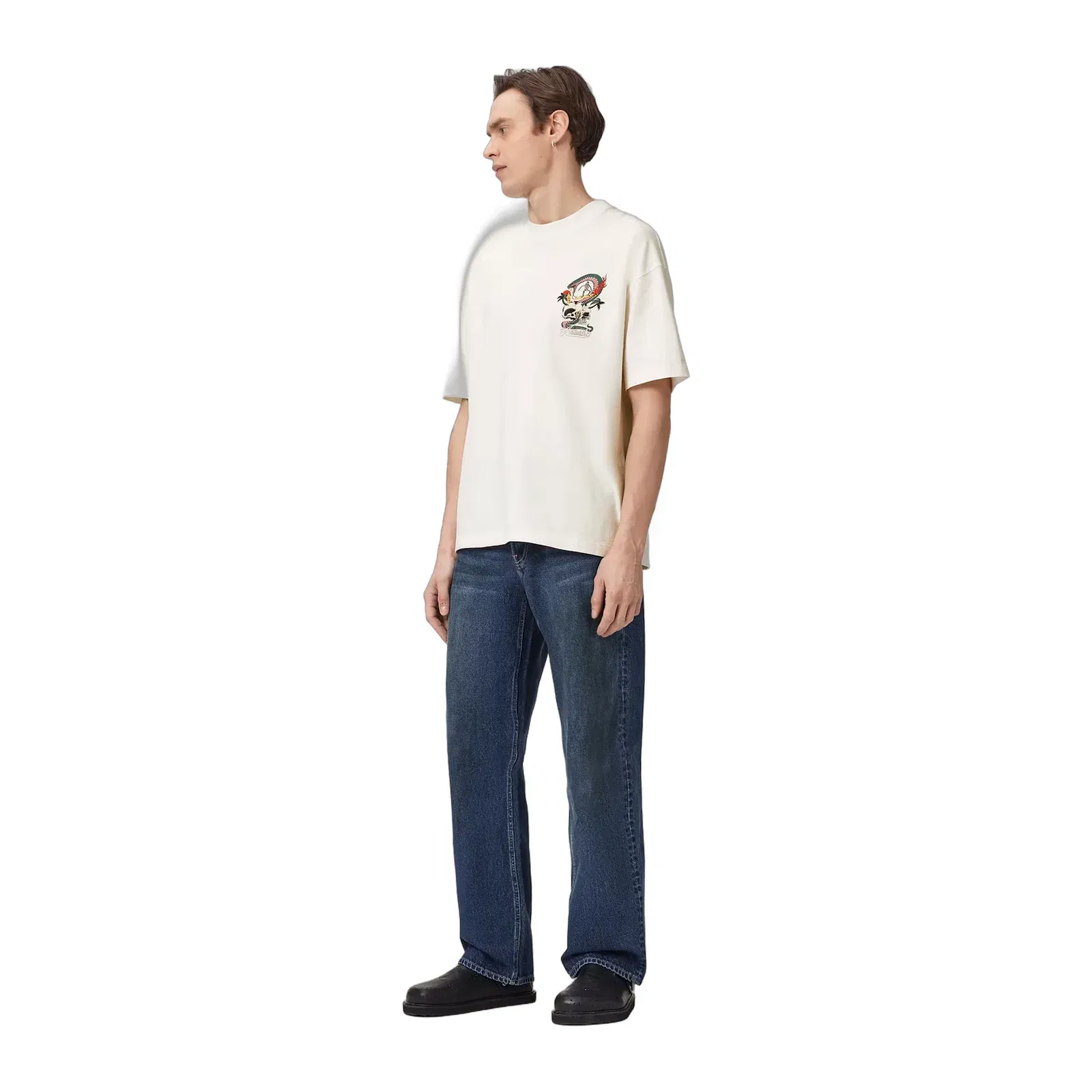 ALL SAINTS Snakepit Oversized Short Sleeve Graphic Chalk White T-Shirt