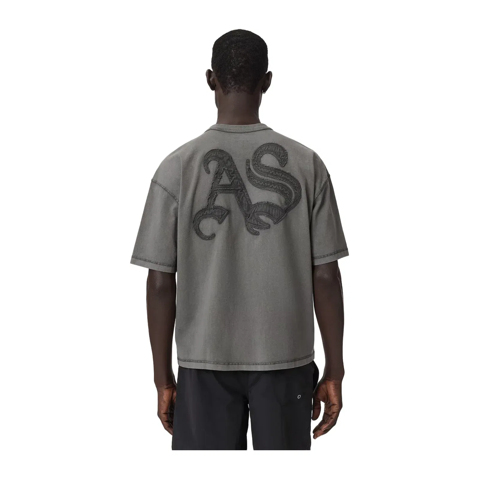 ALL SAINTS Insignia Short Sleeve Cotton Washed Black T-Shirt