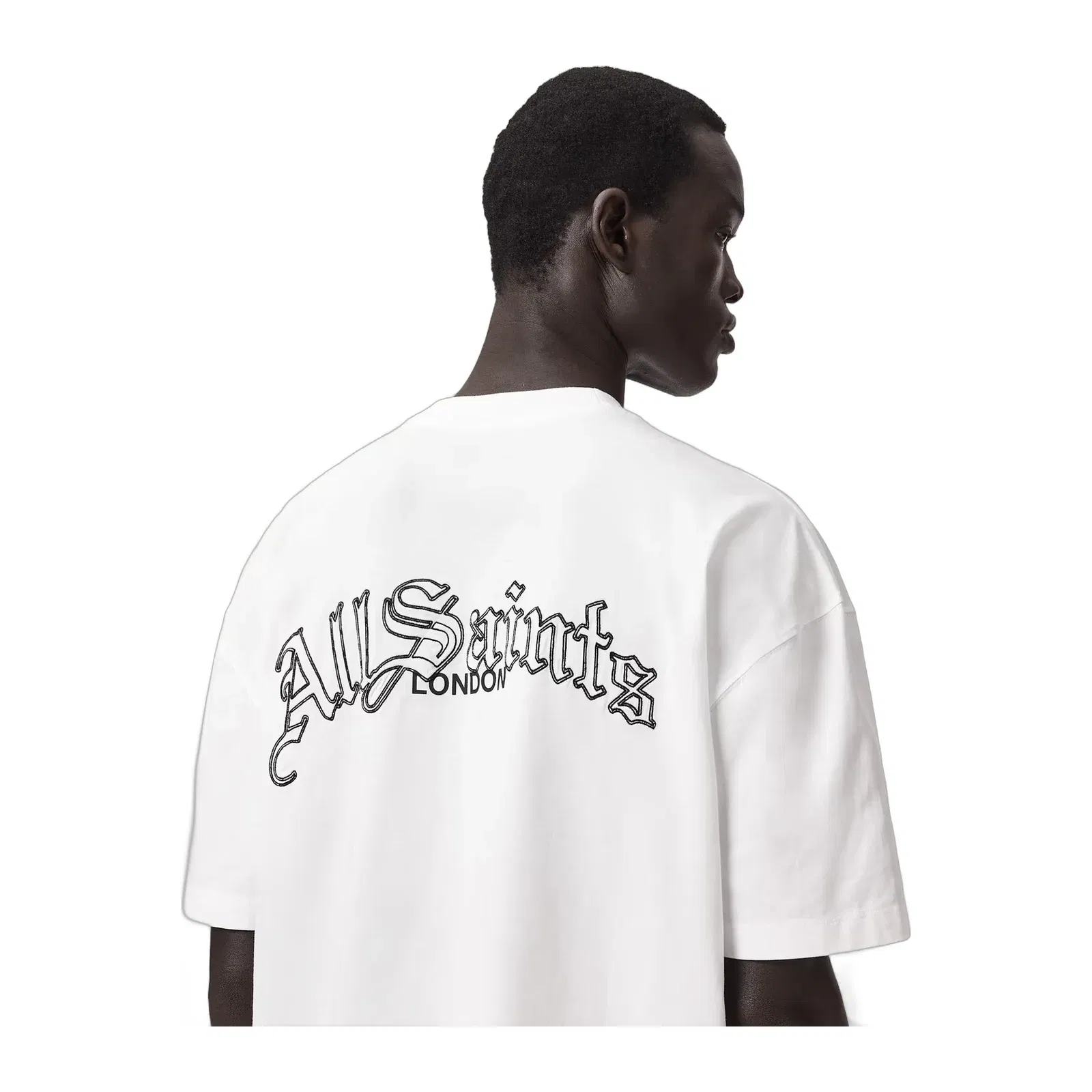 ALL SAINTS Descent Oversized Graphic Ashen White T-Shirt