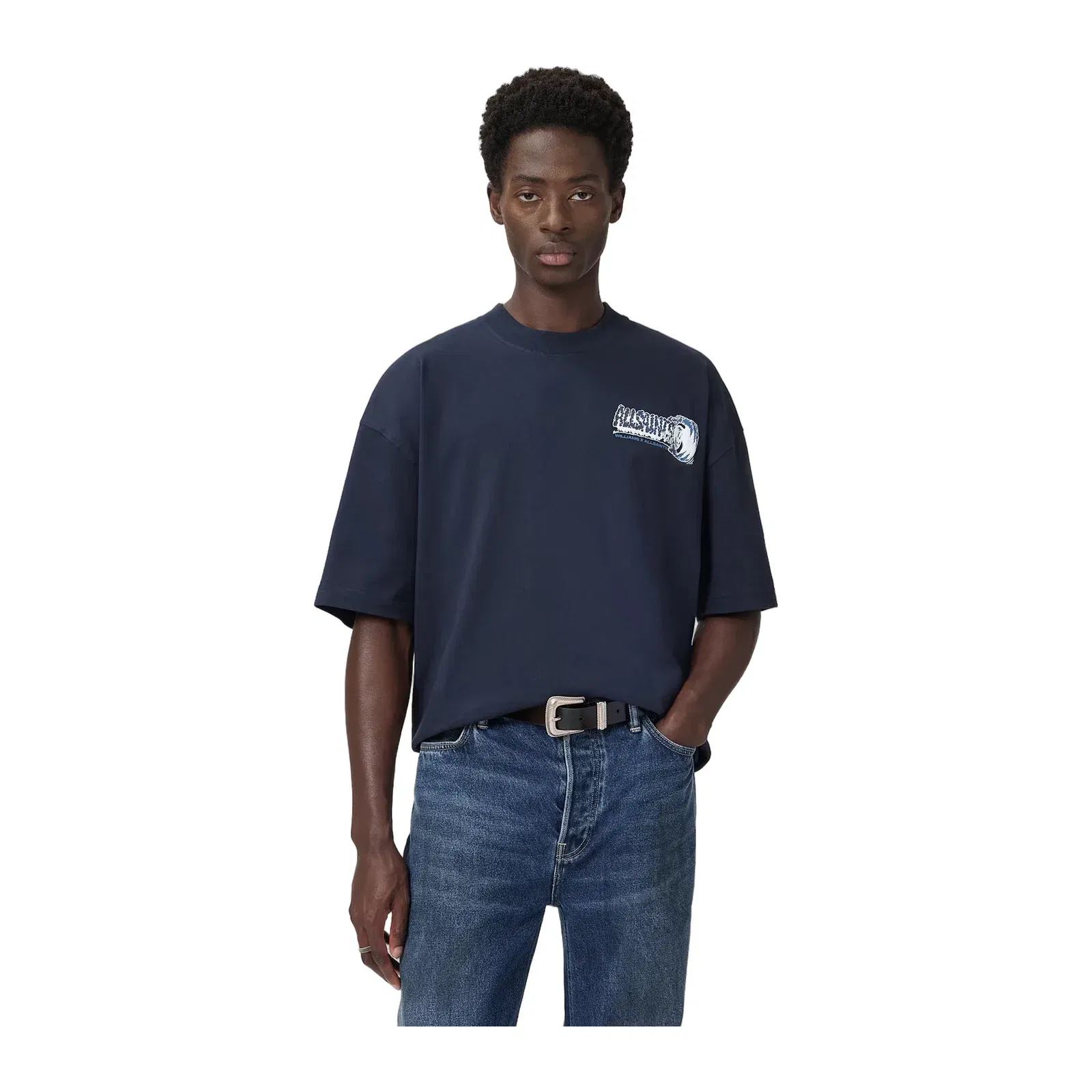 ALL SAINTS Williams X AllSaints Burnout Crew Neck Williams Blue T-Shirt