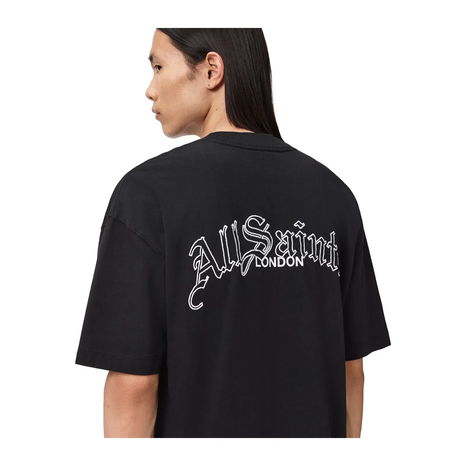 ALL SAINTS Descent Oversized Graphic Washed Black T-Shirt