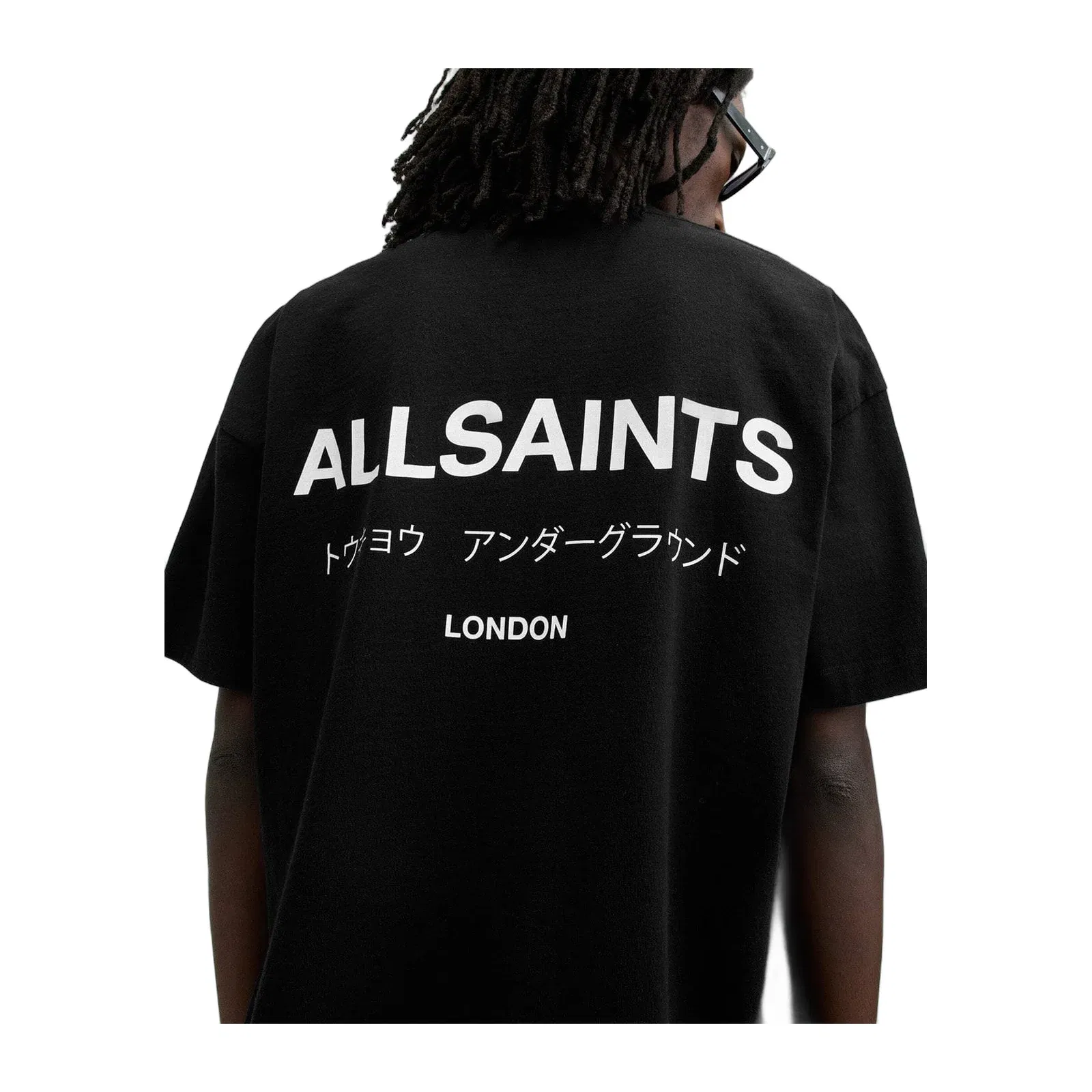 ALL SAINTS Underground Cotton Oversized T-Shirt with Signature Logo Print (Jet-Black)