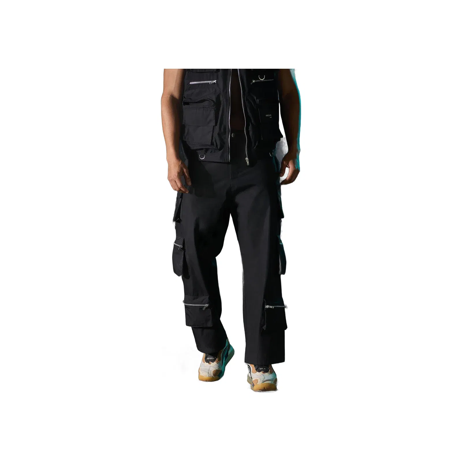MEN'S BLACK ZIPPER CARGO