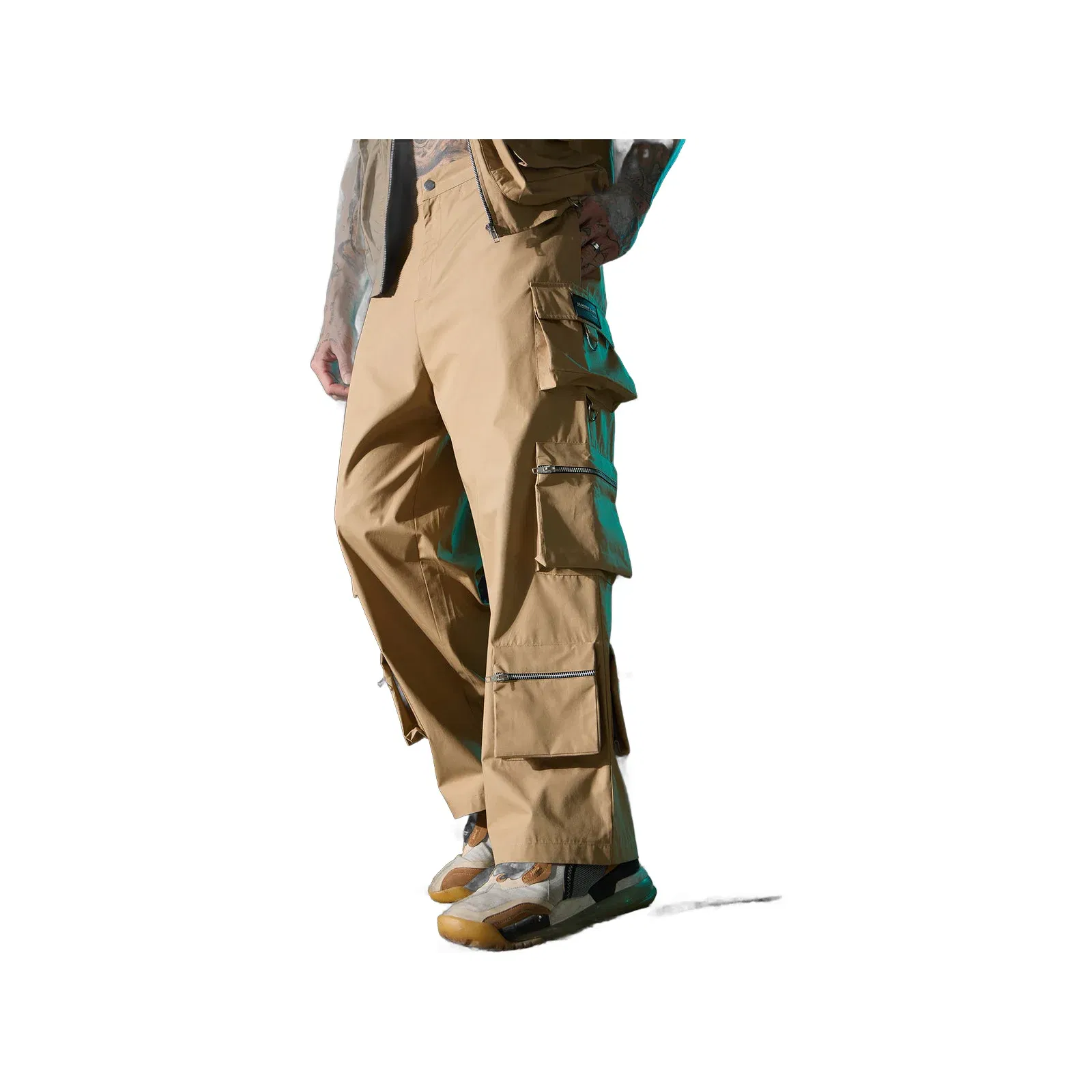 WOMEN'S BEIGE ZIPPER CARGO
