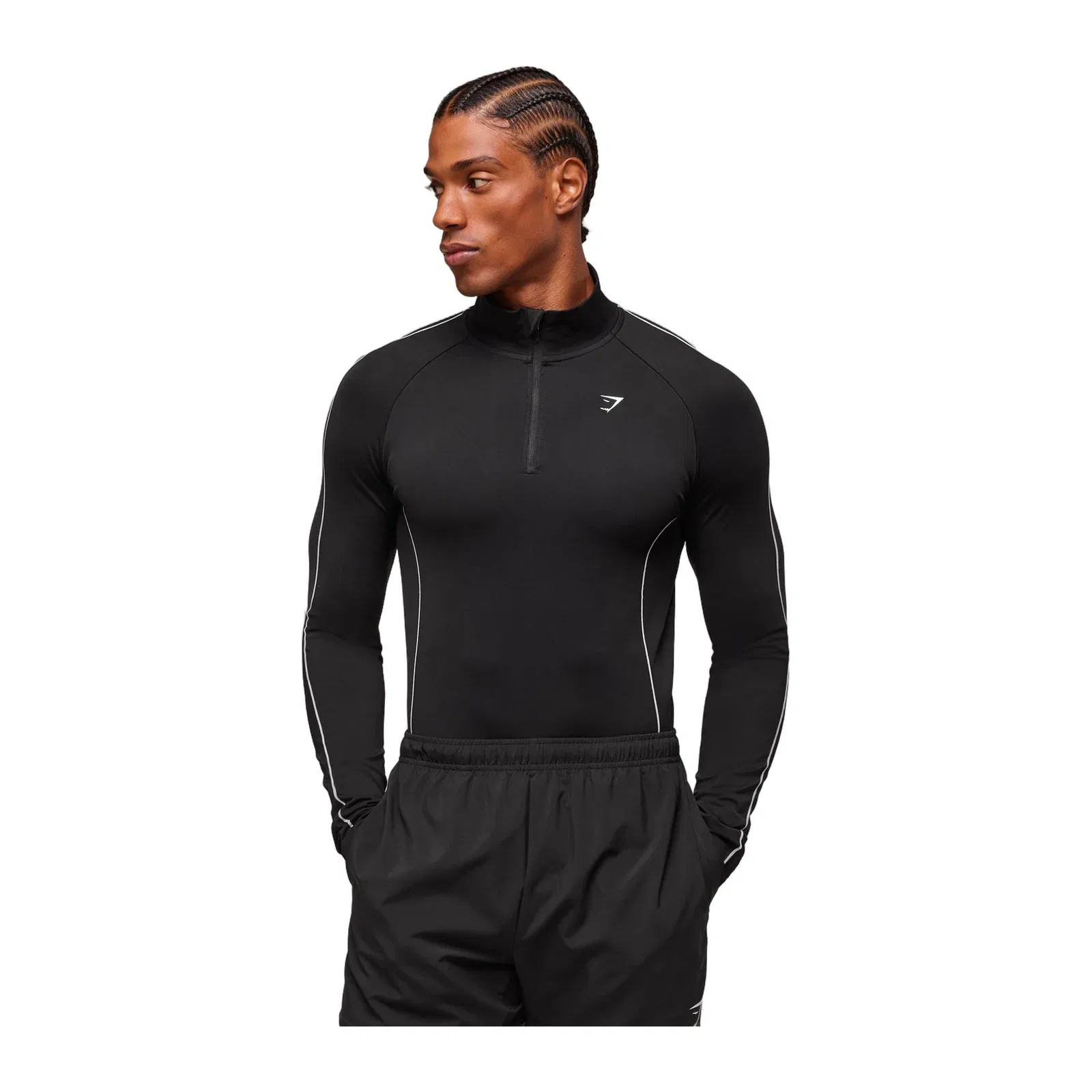 Gymshark Clean Contour Seamless 1/4 Zip - Black/White