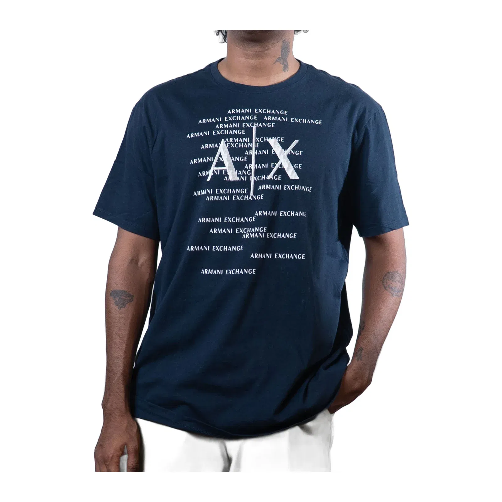 Armani Exchange Multiple Logo Navy Blue T-Shirt (XL)