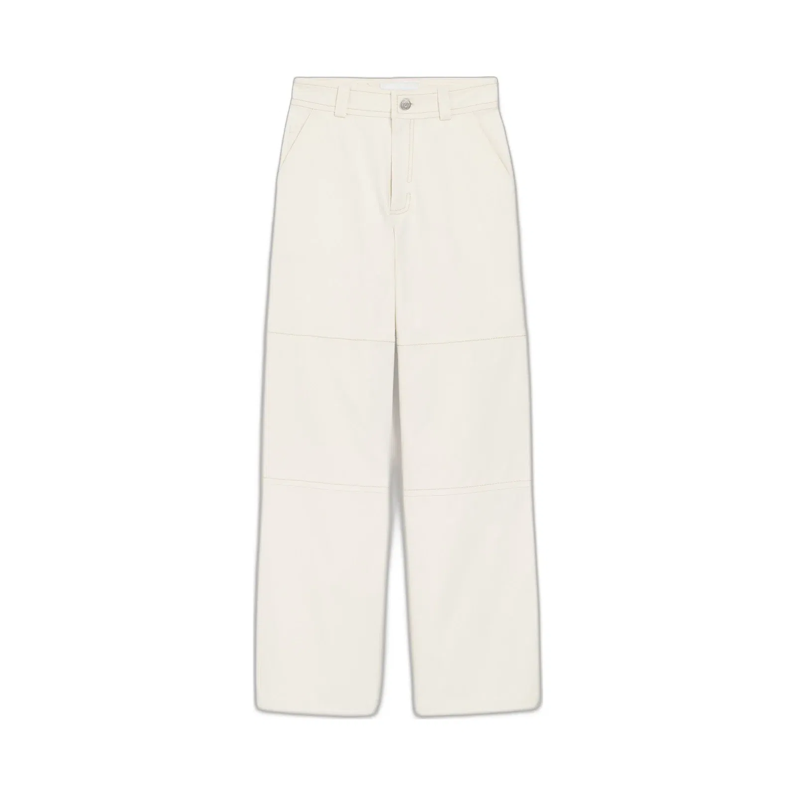 AmiParis White Cotton Worker Trousers Women's