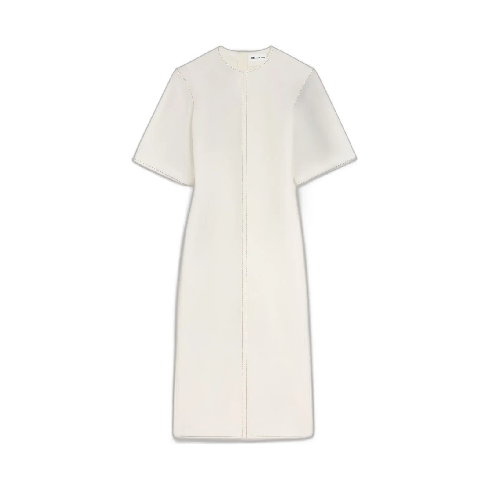 AmiParis White Cotton Long Fitted Dress Women's