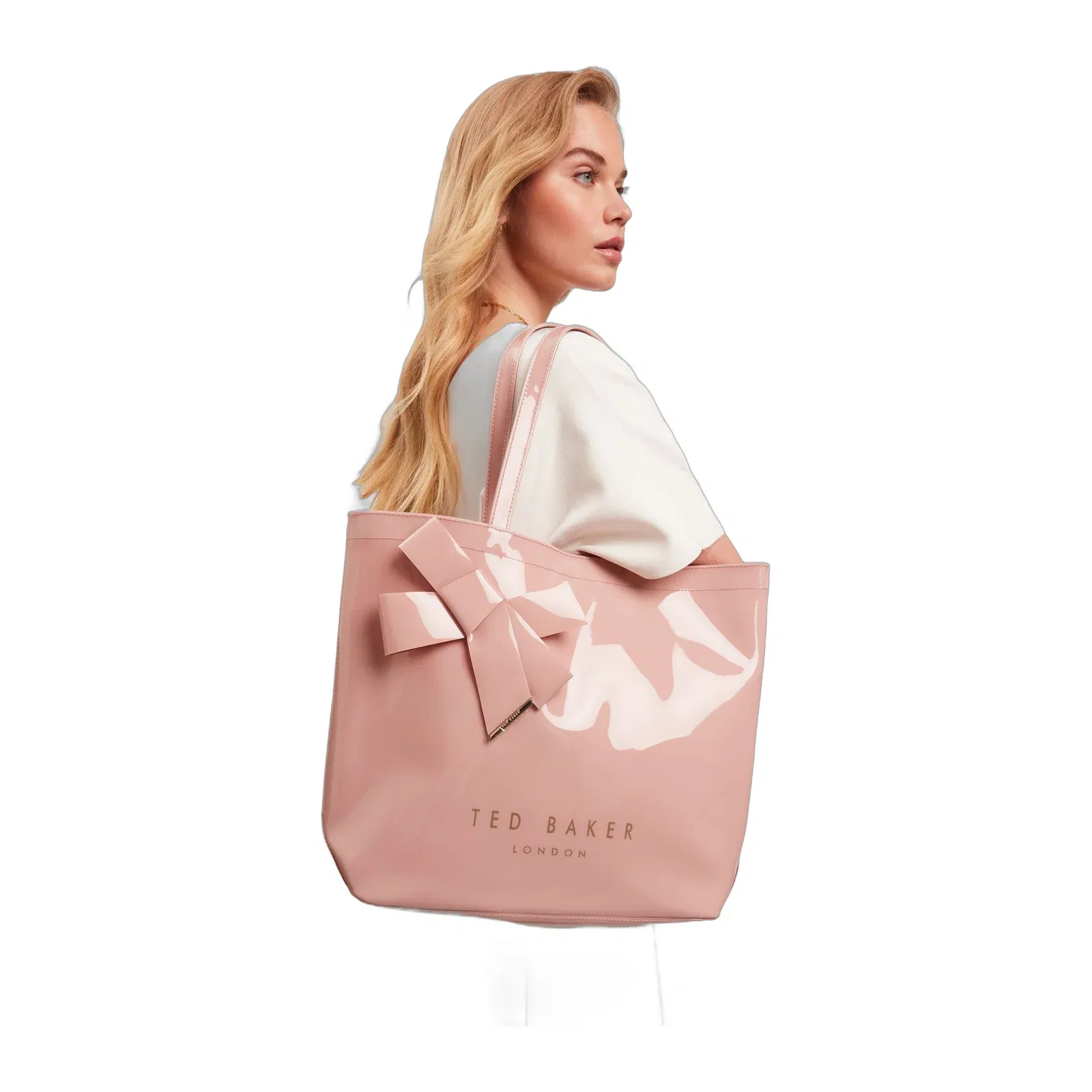 Ted Baker Nicon Pink Knot Bow Vinyl Icon Tote Bag Pale Pink Women's