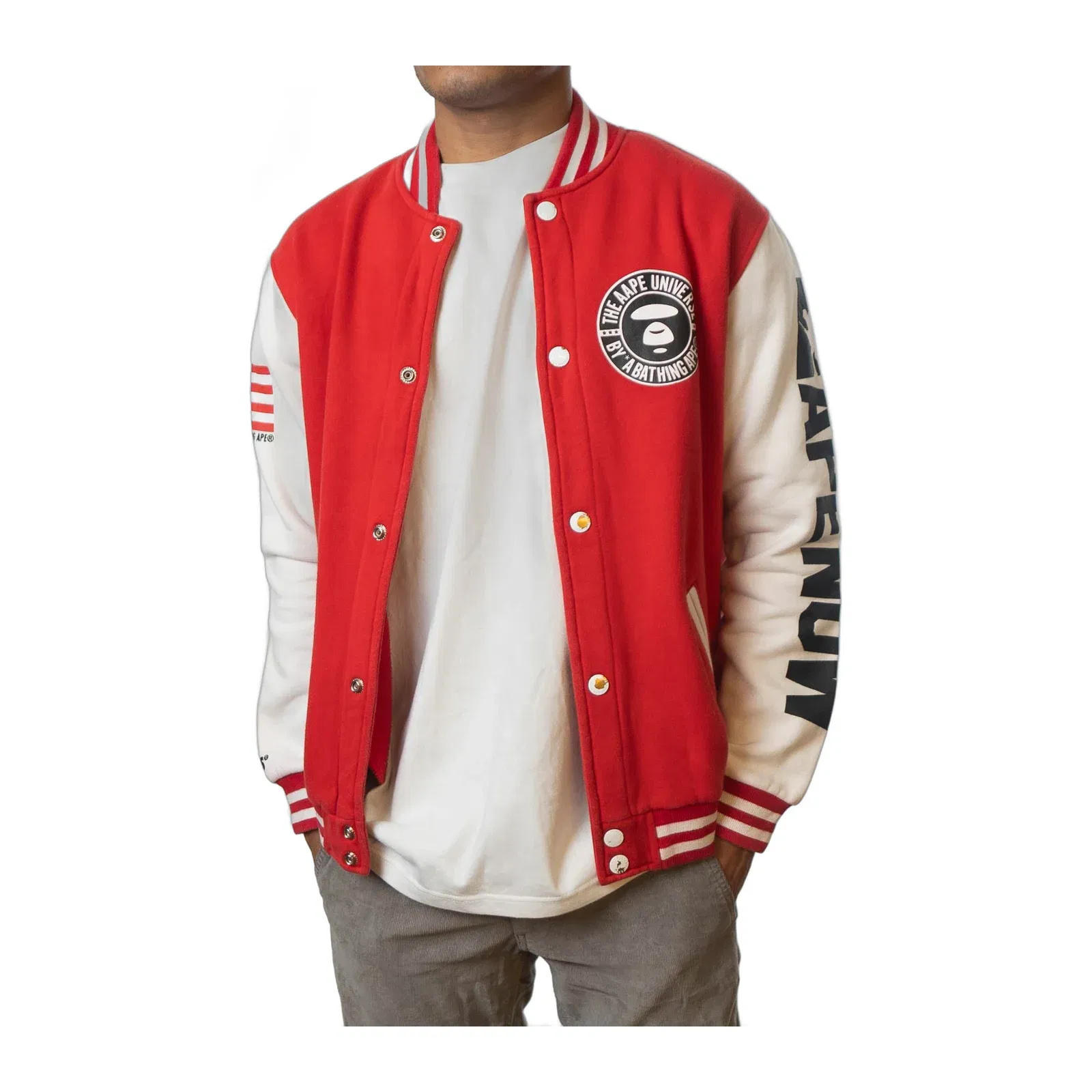 Aape By A Bathing Ape Flag & Logo Varsity Jacket (XL)
