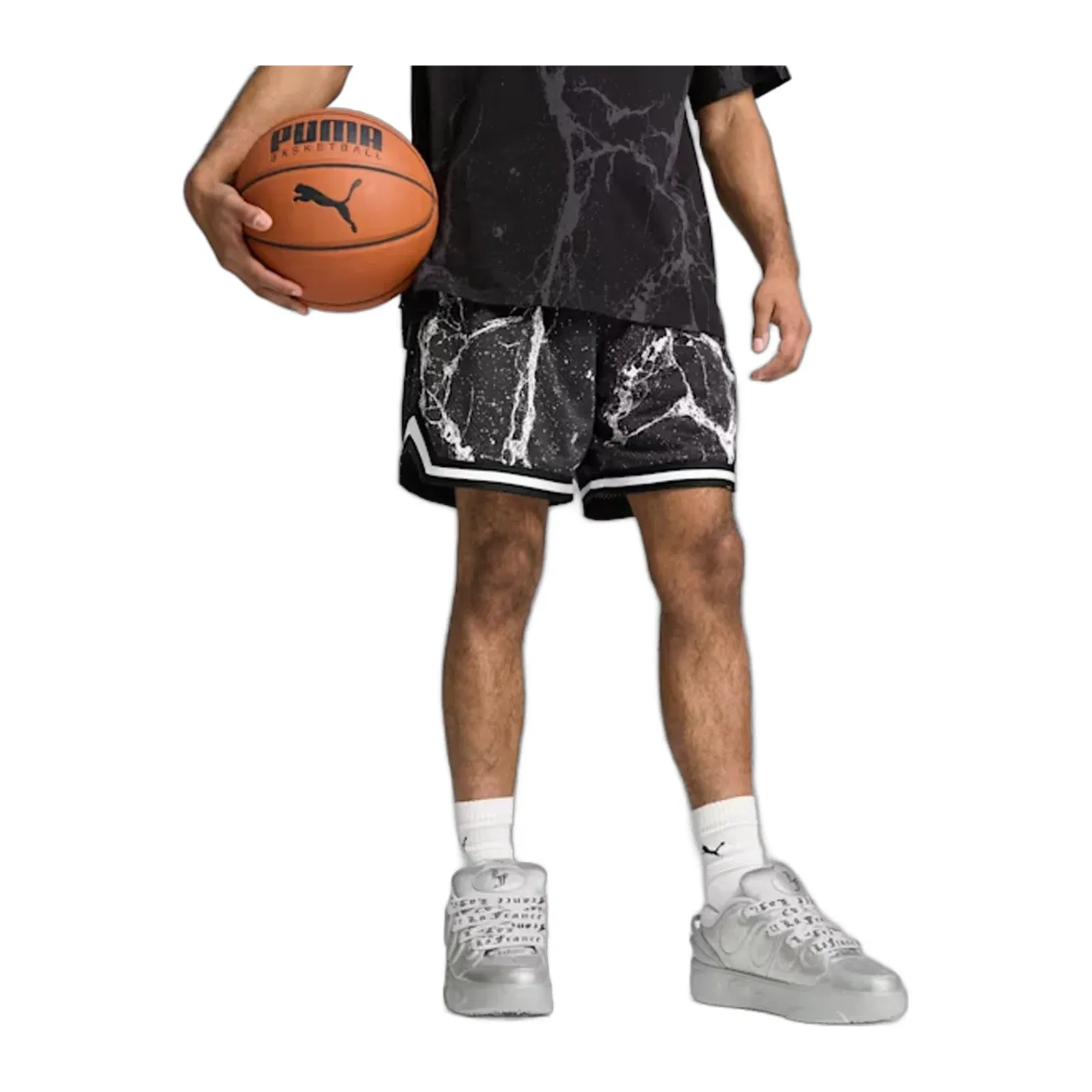 PUMA HOOPS x LAFRANCE WRITTEN IN CHROME SHORTS { PUMA BLACK/WHITE