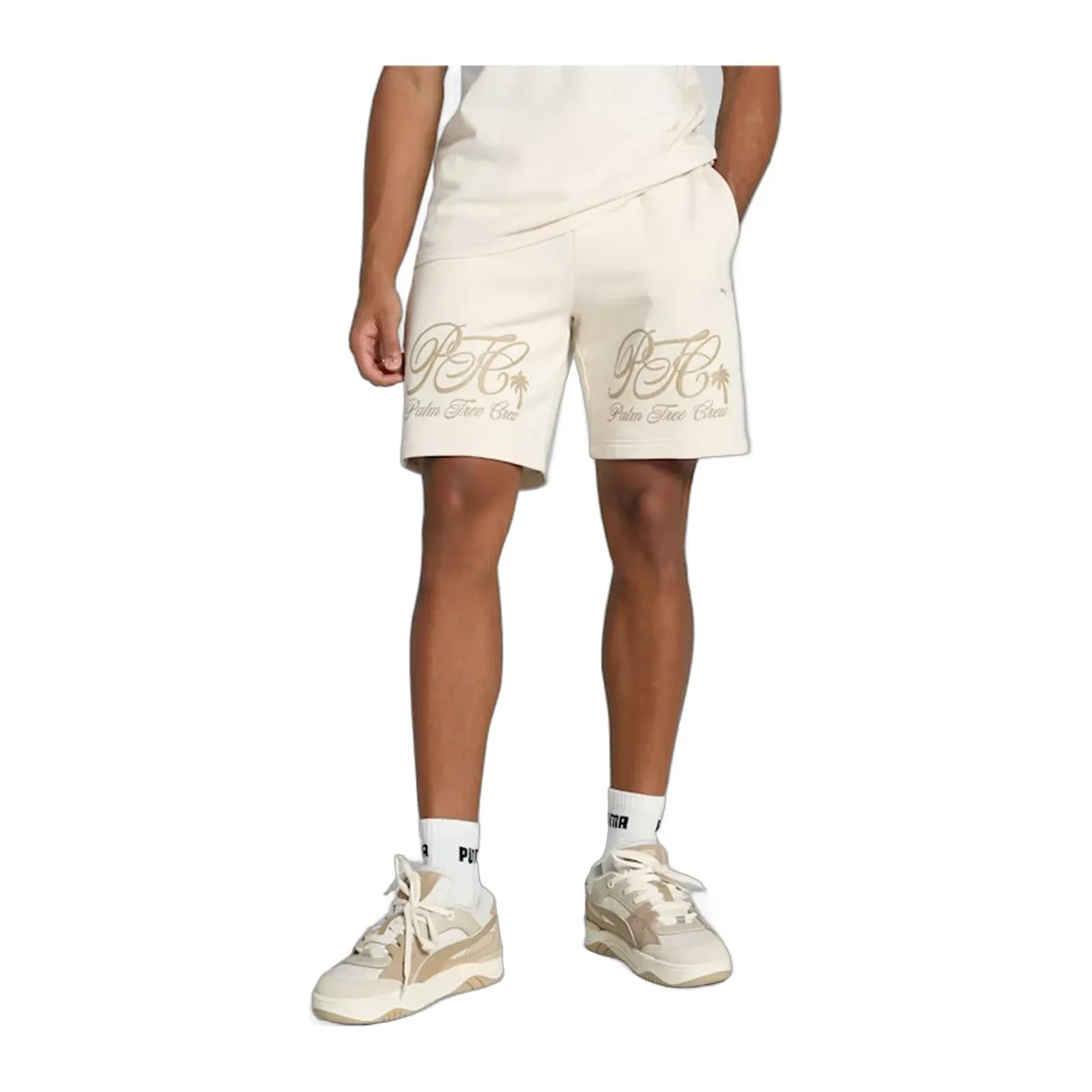 Puma X PALM TREE CREW RELAXED FIT SHORTS { ALPINE SNOW
