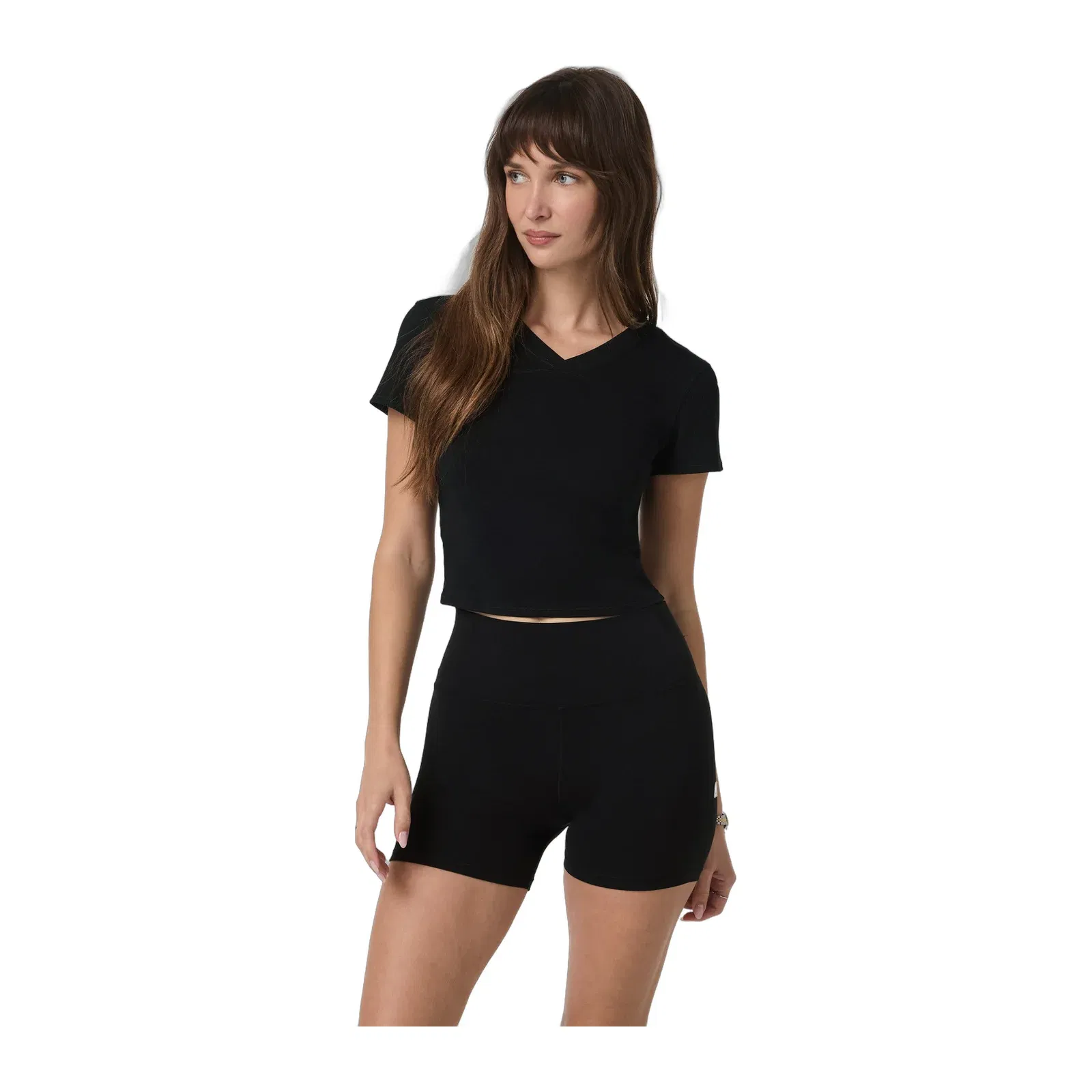 Vuori Short Sleeve Tuvalu Double V Neck - Black